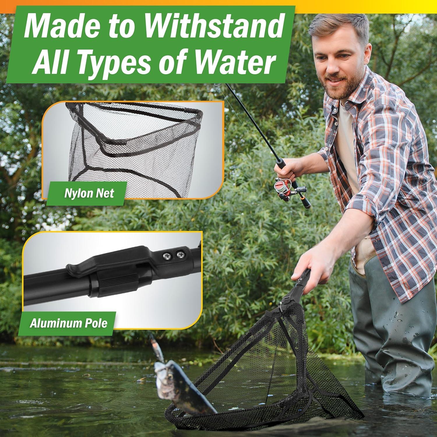 image:image8Inch Fishing Net Lightweight Aluminum Steel and Nylon Bait Net for Catch and Release or Sport Fishing in Salt and Freshwater by Wakeman28 X 16 X 1