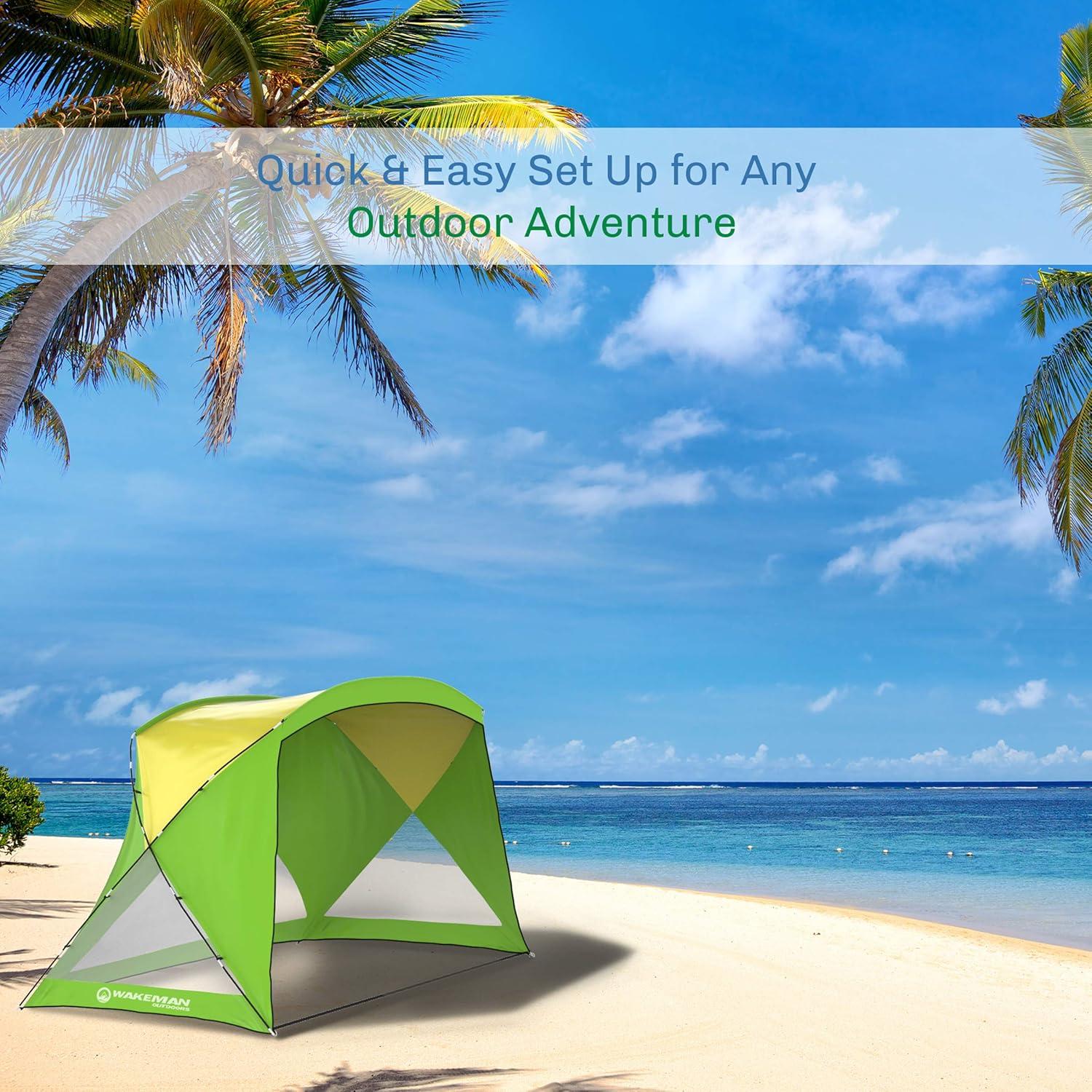 image:imageBeach Tent Sun Shelter for Shade with UV Protection and WaterResistant Coating for Sports Events and More with Carry Bag by Wakeman OutdoorsGreen