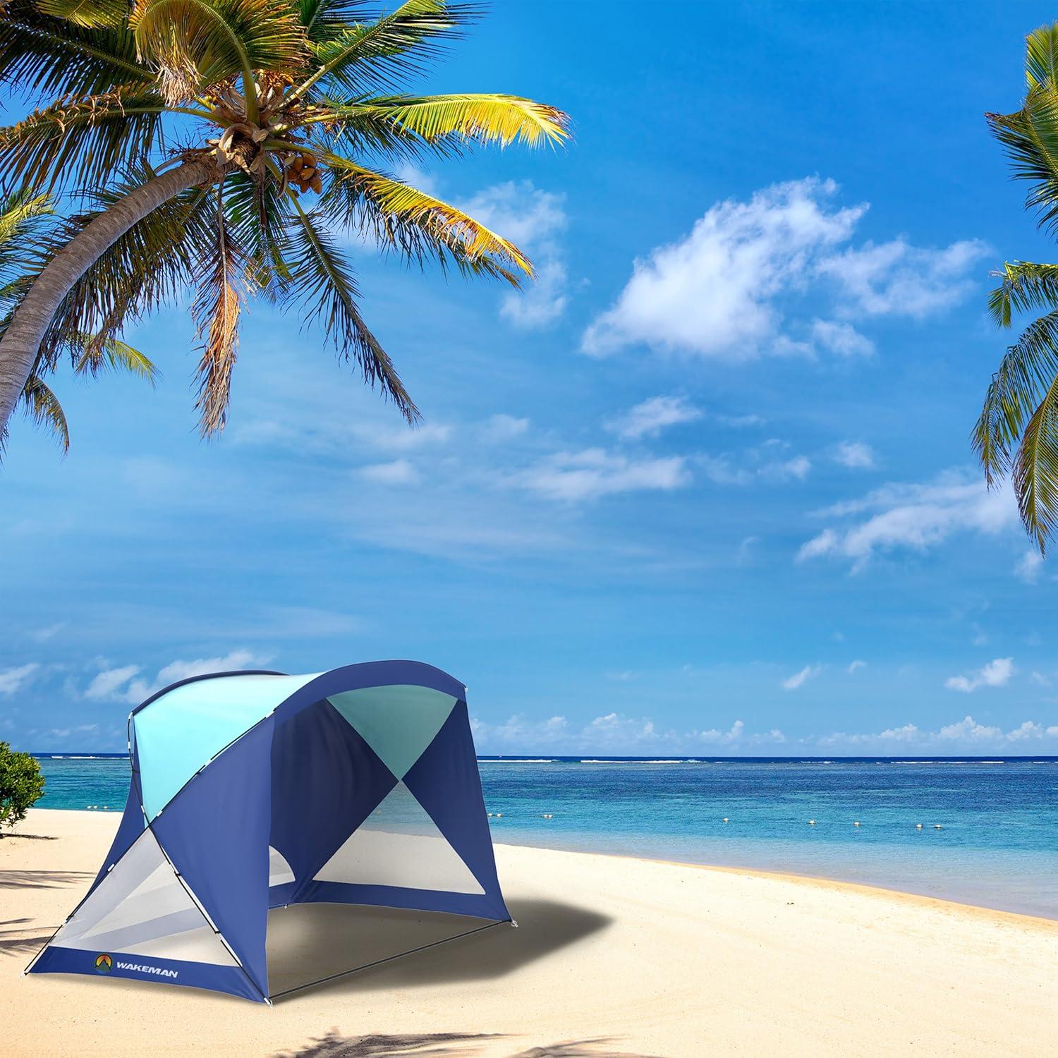 image:imageBeach Tent Sun Shelter for Shade with UV Protection and WaterResistant Coating for Sports Events and More with Carry Bag by Wakeman OutdoorsTurquoiseBlue