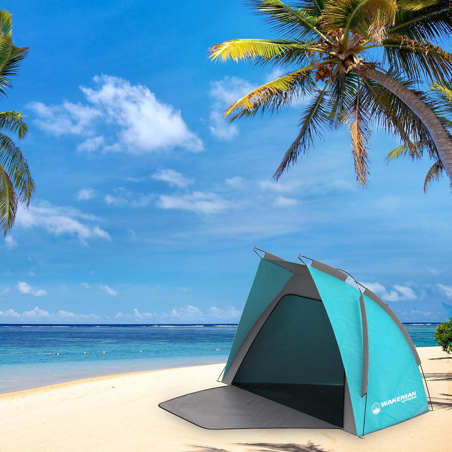 image:imageBeach Tent Sun Shelter Sport Umbrella with UV Protection Zip Up Porch for Privacy and Carry Bag Shade for Families by Wakeman OutdoorsBlue