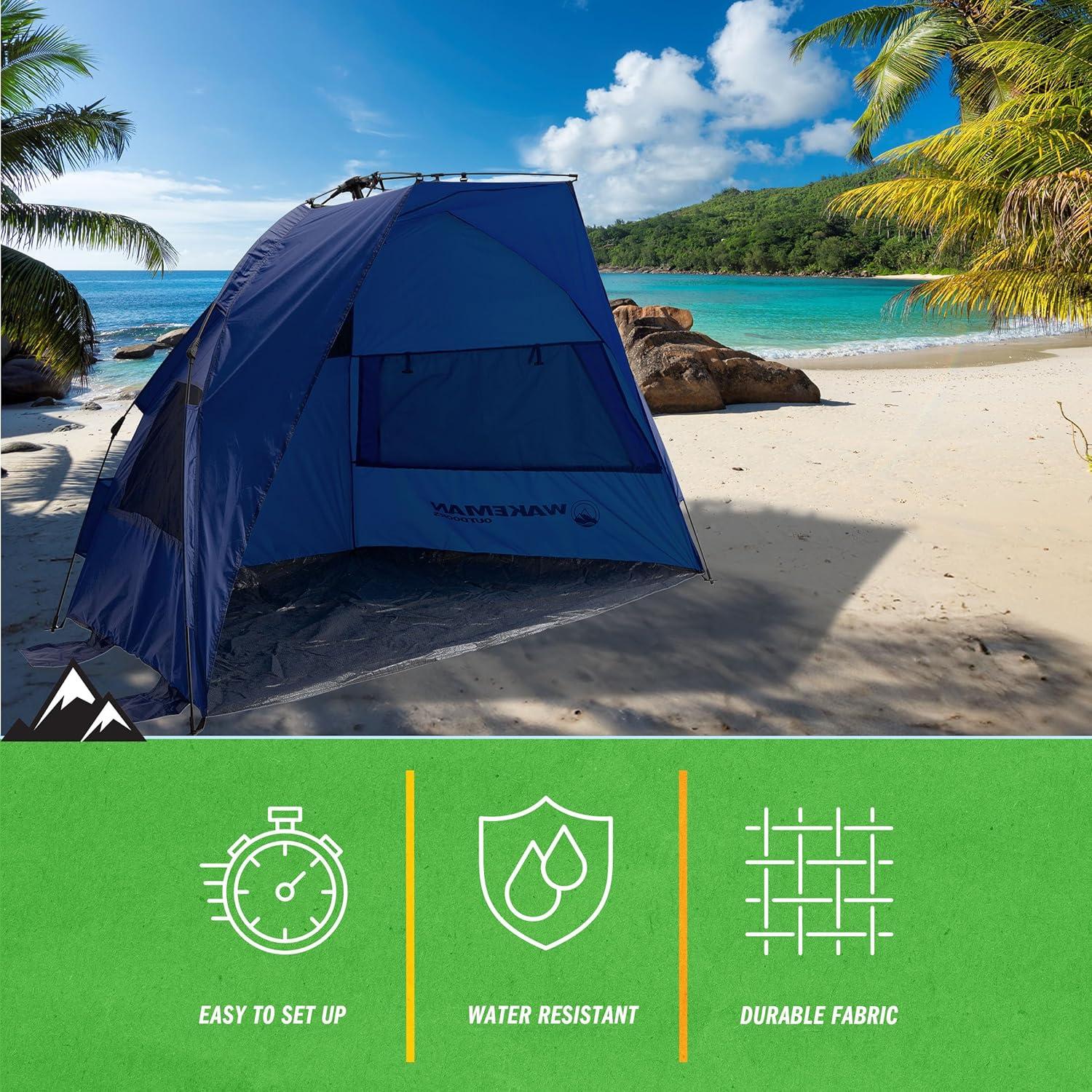 image:imageBeach Tent Sun Shelter UPF50 UV Protection Portable Sun Canopy for Beach Cabana 23 Person Pop Up Beach Tent Beach Essentials by WakemanBlue
