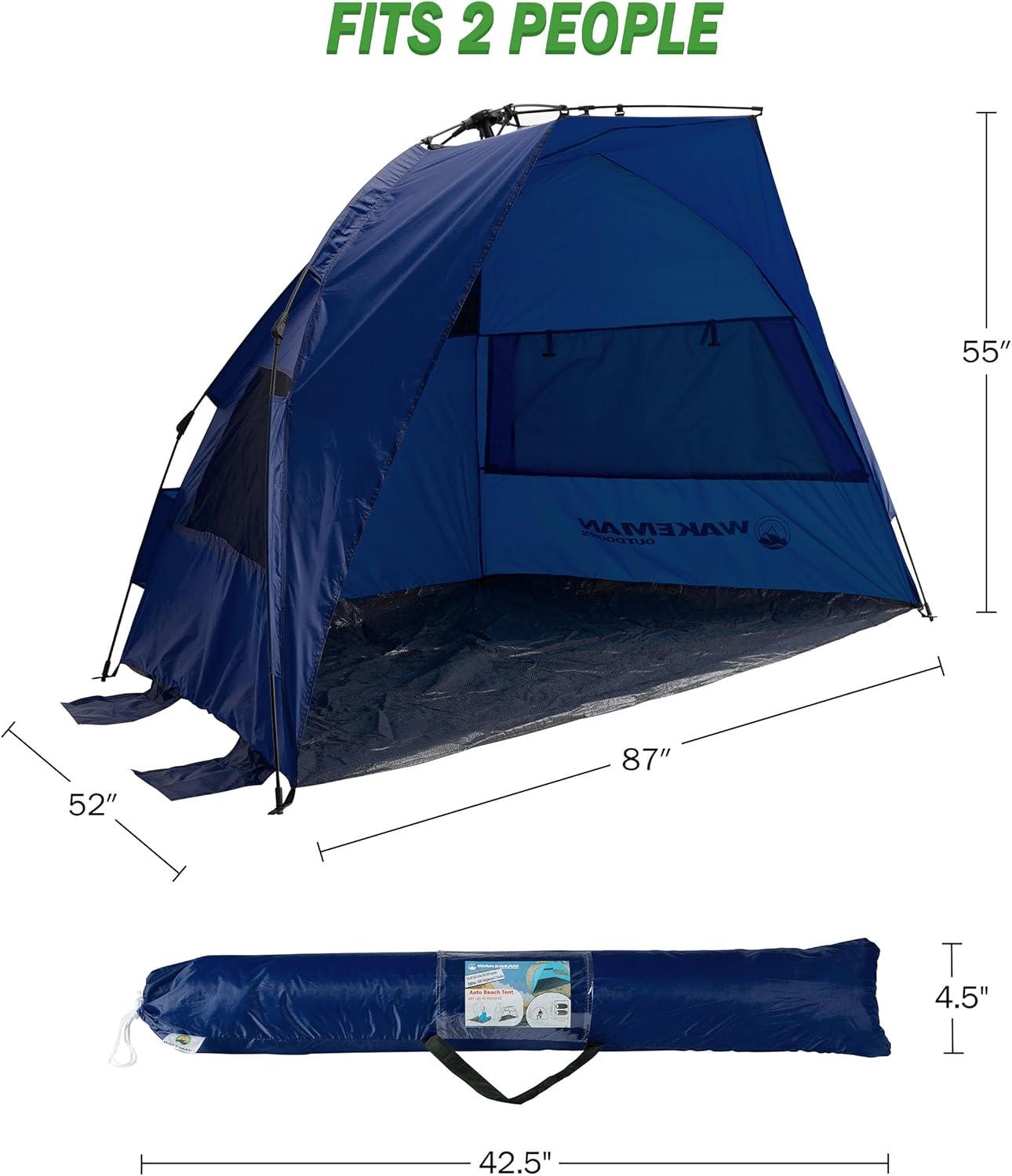 image:imageBeach Tent Sun Shelter UPF50 UV Protection Portable Sun Canopy for Beach Cabana 23 Person Pop Up Beach Tent Beach Essentials by WakemanBlue