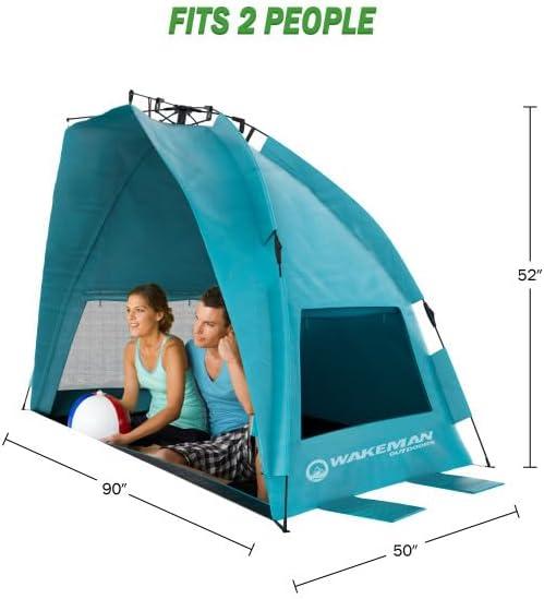 image:imageBeach Tent Sun Shelter UPF50 UV Protection Portable Sun Canopy for Beach Cabana 23 Person Pop Up Beach Tent Beach Essentials by WakemanTurquoise