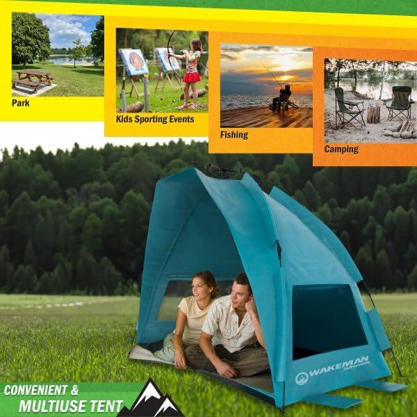 image:imageBeach Tent Sun Shelter UPF50 UV Protection Portable Sun Canopy for Beach Cabana 23 Person Pop Up Beach Tent Beach Essentials by WakemanTurquoise