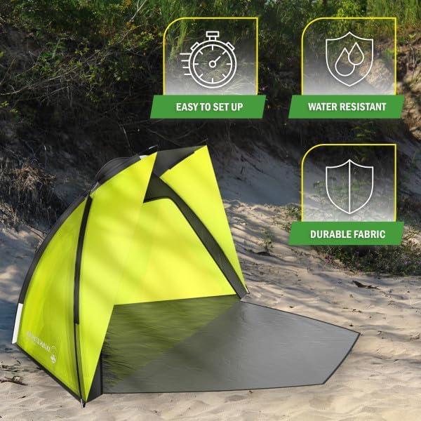 image:imageBeach Tent and Sun Shelter Water and WindResistant Shade Canopy for UV Protection Easy SetUp Tent with Carry Bag by Wakeman YellowYellow