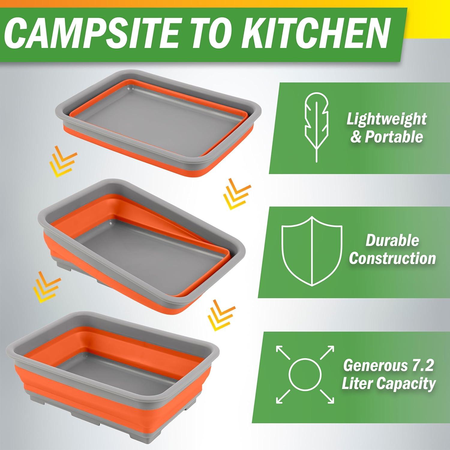 image:imageCollapsible Bucket for Cleaning 727L Foldable Wash Bin Dish Tub Collapsible Wash Basin or Camping Sink for Beach Tailgating or Soaking Laundry Cleaning Supplies by Wakeman Orange