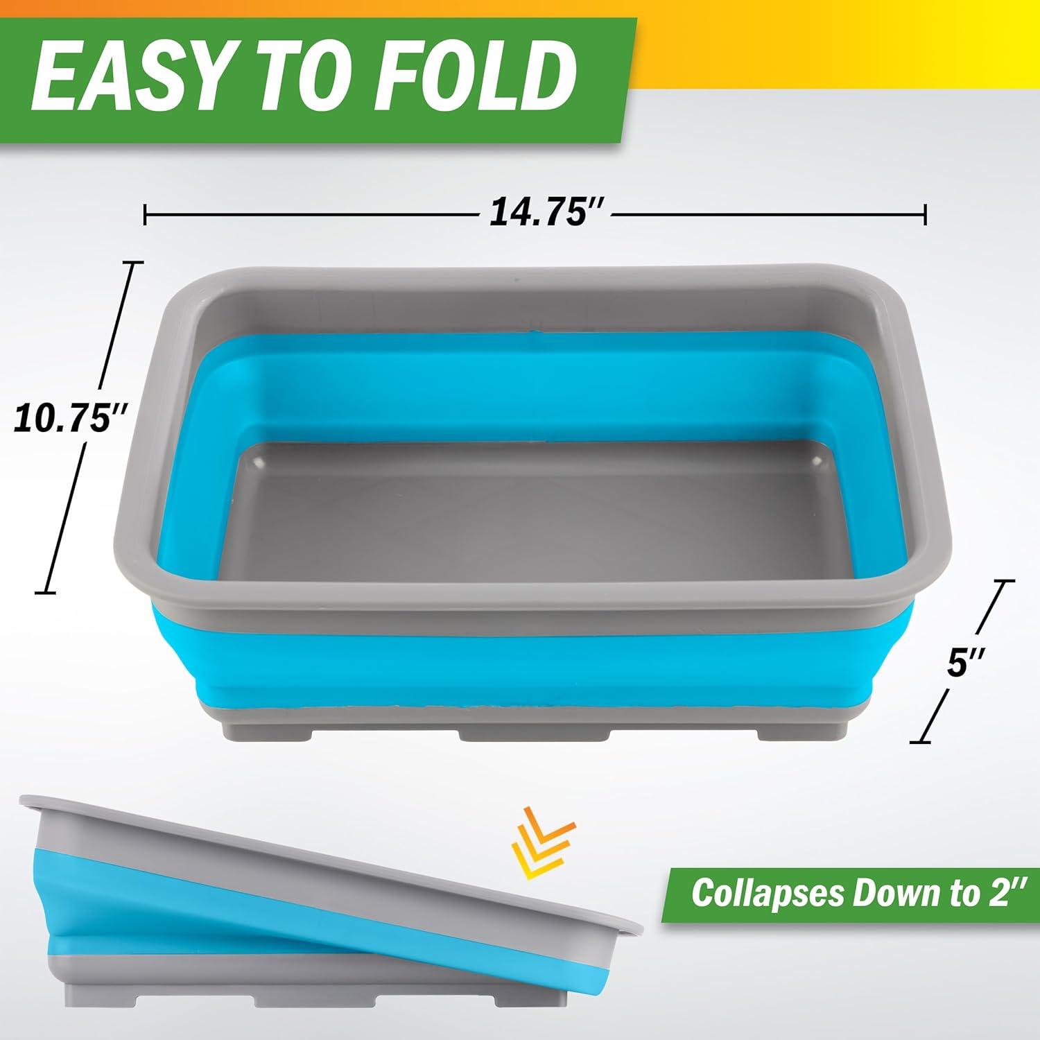 image:imageCollapsible Cleaning Caddy Portable Multiuse Wash Basin Dish Tub or Ice Bucket with 727L Capacity for Camping and Tailgating by Wakeman RedBlue