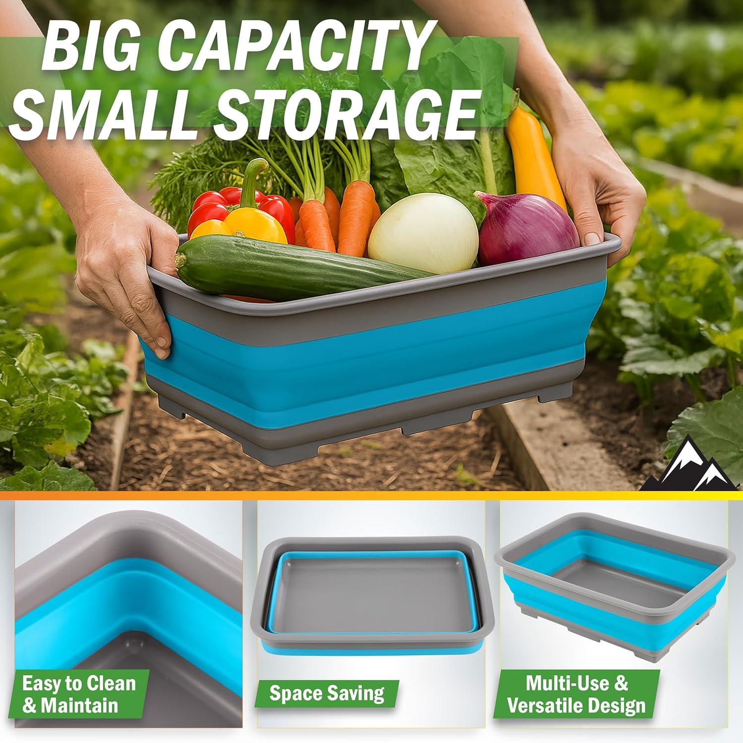image:imageCollapsible Cleaning Caddy Portable Multiuse Wash Basin Dish Tub or Ice Bucket with 727L Capacity for Camping and Tailgating by Wakeman RedBlue