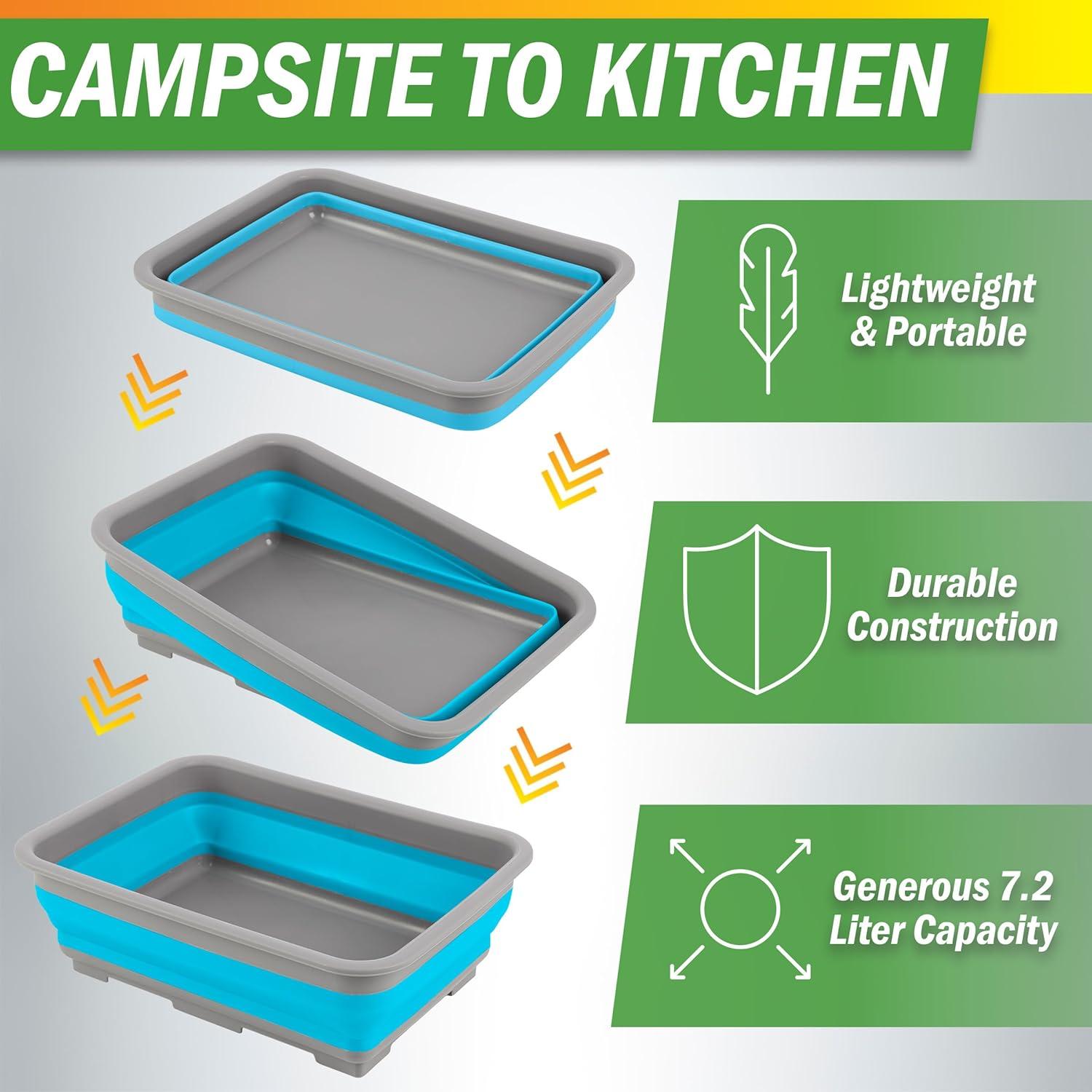 image:imageCollapsible Cleaning Caddy Portable Multiuse Wash Basin Dish Tub or Ice Bucket with 727L Capacity for Camping and Tailgating by Wakeman RedBlue