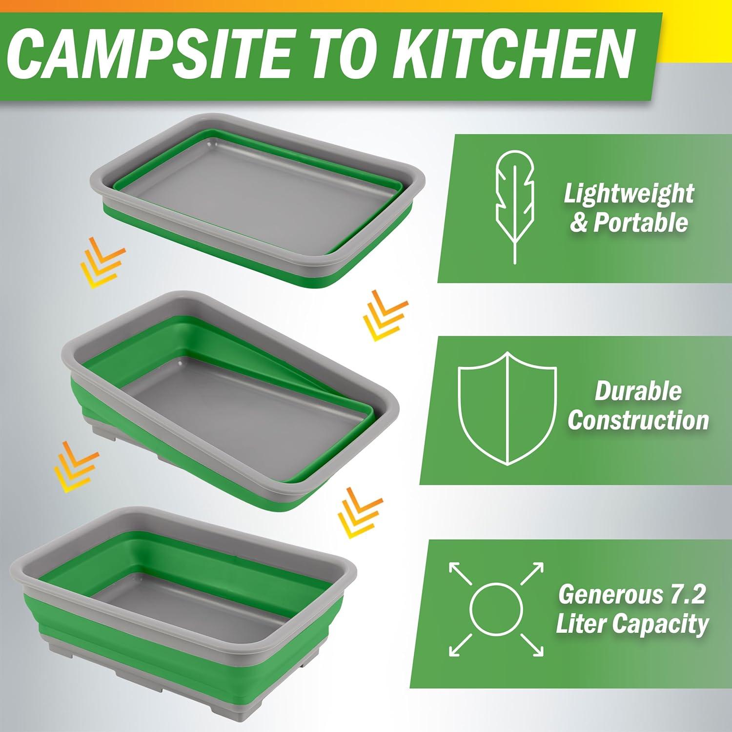 image:imageCollapsible Cleaning Caddy Portable Multiuse Wash Basin Dish Tub or Ice Bucket with 727L Capacity for Camping and Tailgating by Wakeman RedGreen