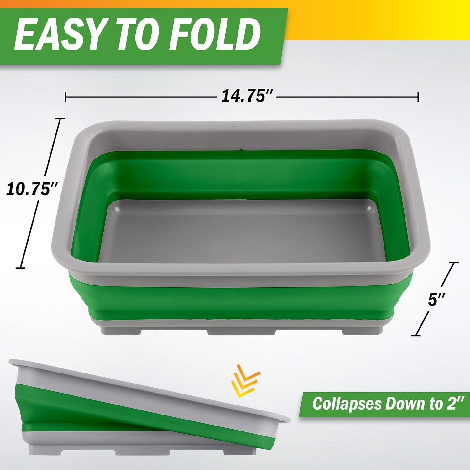 image:imageCollapsible Cleaning Caddy Portable Multiuse Wash Basin Dish Tub or Ice Bucket with 727L Capacity for Camping and Tailgating by Wakeman RedGreen