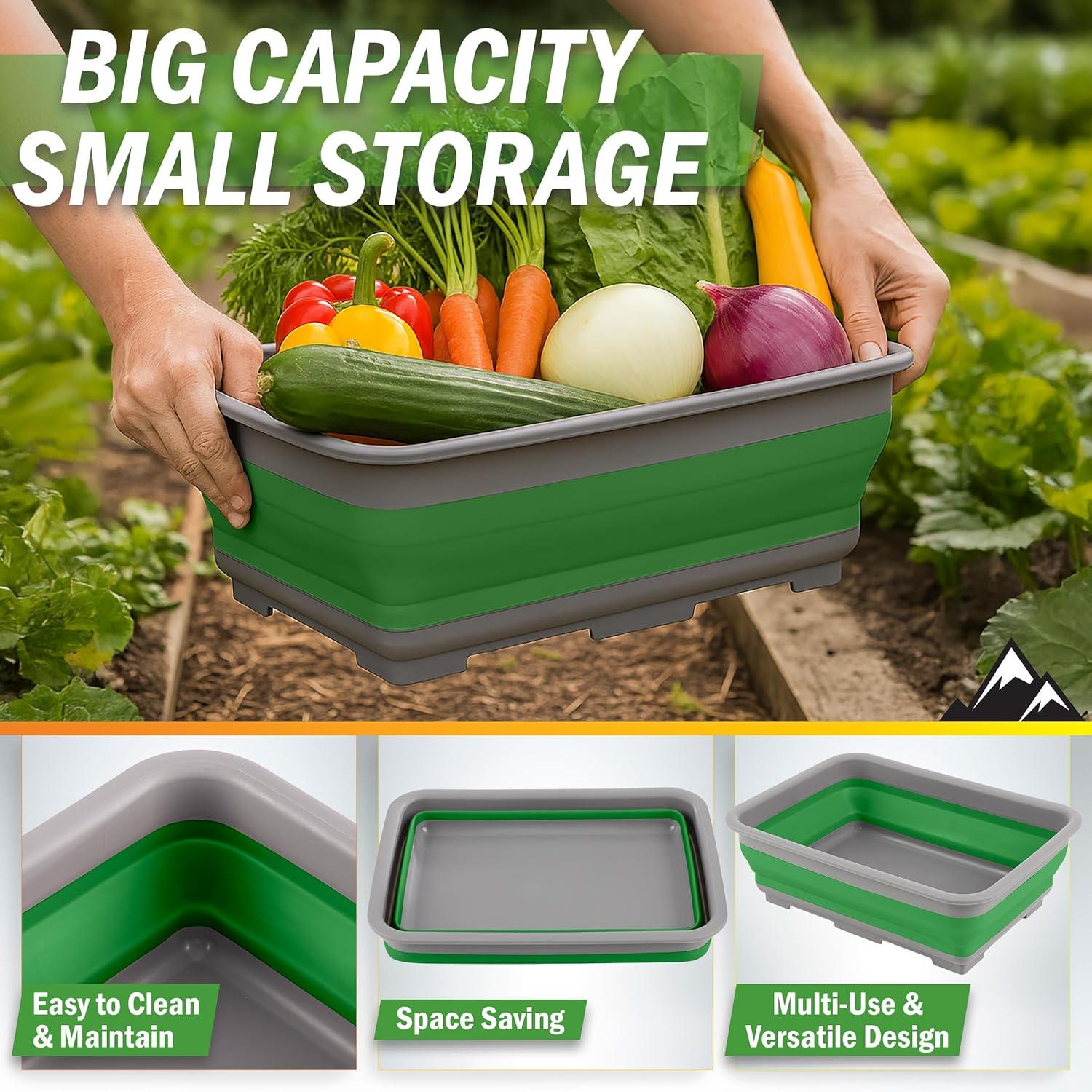 image:imageCollapsible Cleaning Caddy Portable Multiuse Wash Basin Dish Tub or Ice Bucket with 727L Capacity for Camping and Tailgating by Wakeman RedGreen