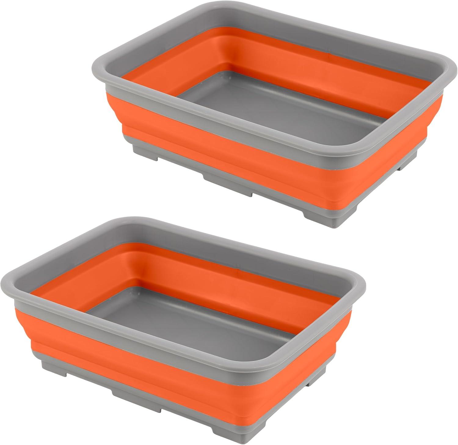 image:imageCollapsible Cleaning Caddy Portable Multiuse Wash Basin Dish Tub or Ice Bucket with 727L Capacity for Camping and Tailgating by Wakeman RedOrange
