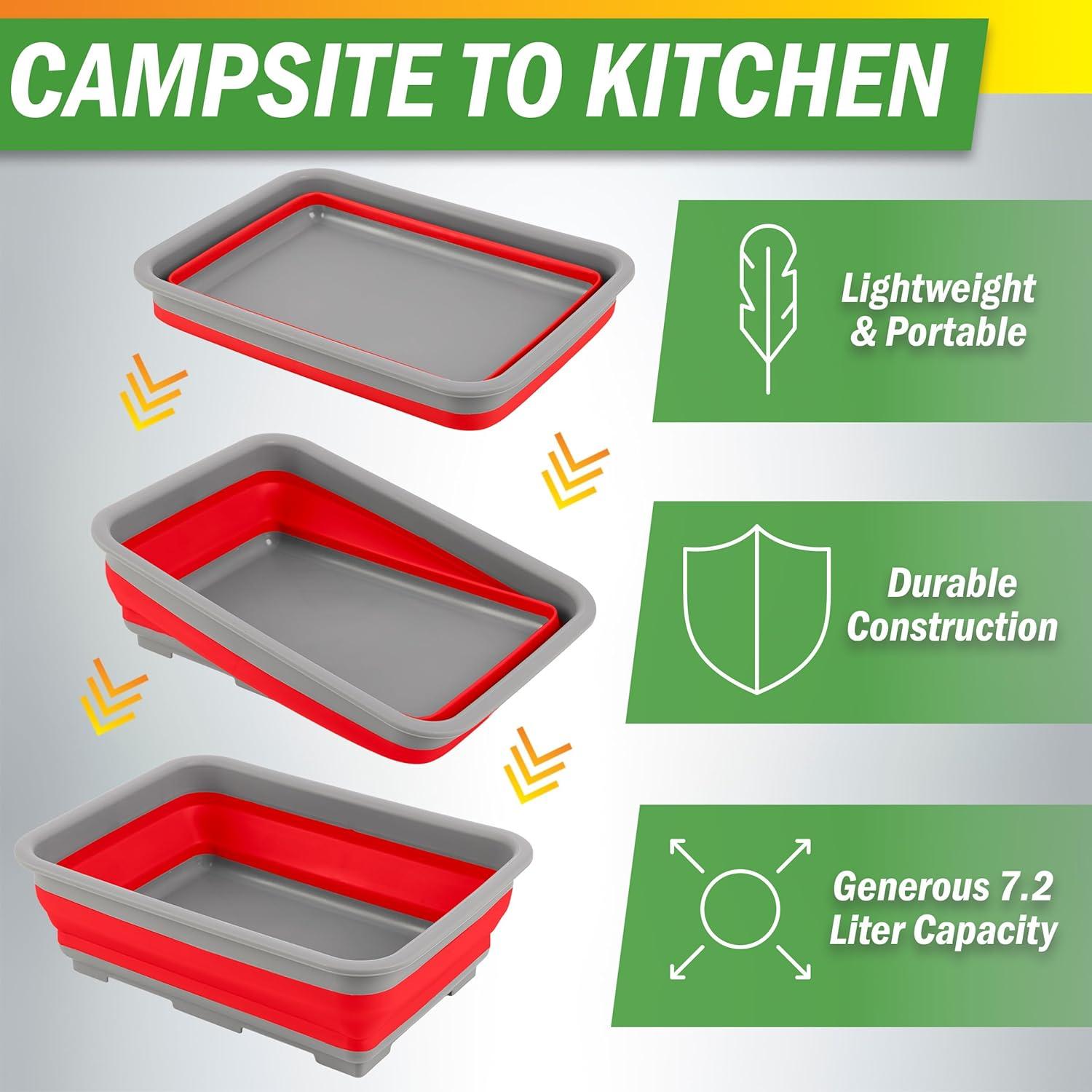 image:imageCollapsible Cleaning Caddy Portable Multiuse Wash Basin Dish Tub or Ice Bucket with 727L Capacity for Camping and Tailgating by Wakeman RedRed