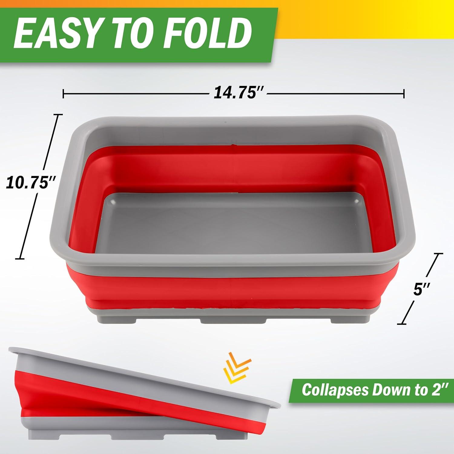 image:imageCollapsible Cleaning Caddy Portable Multiuse Wash Basin Dish Tub or Ice Bucket with 727L Capacity for Camping and Tailgating by Wakeman RedRed