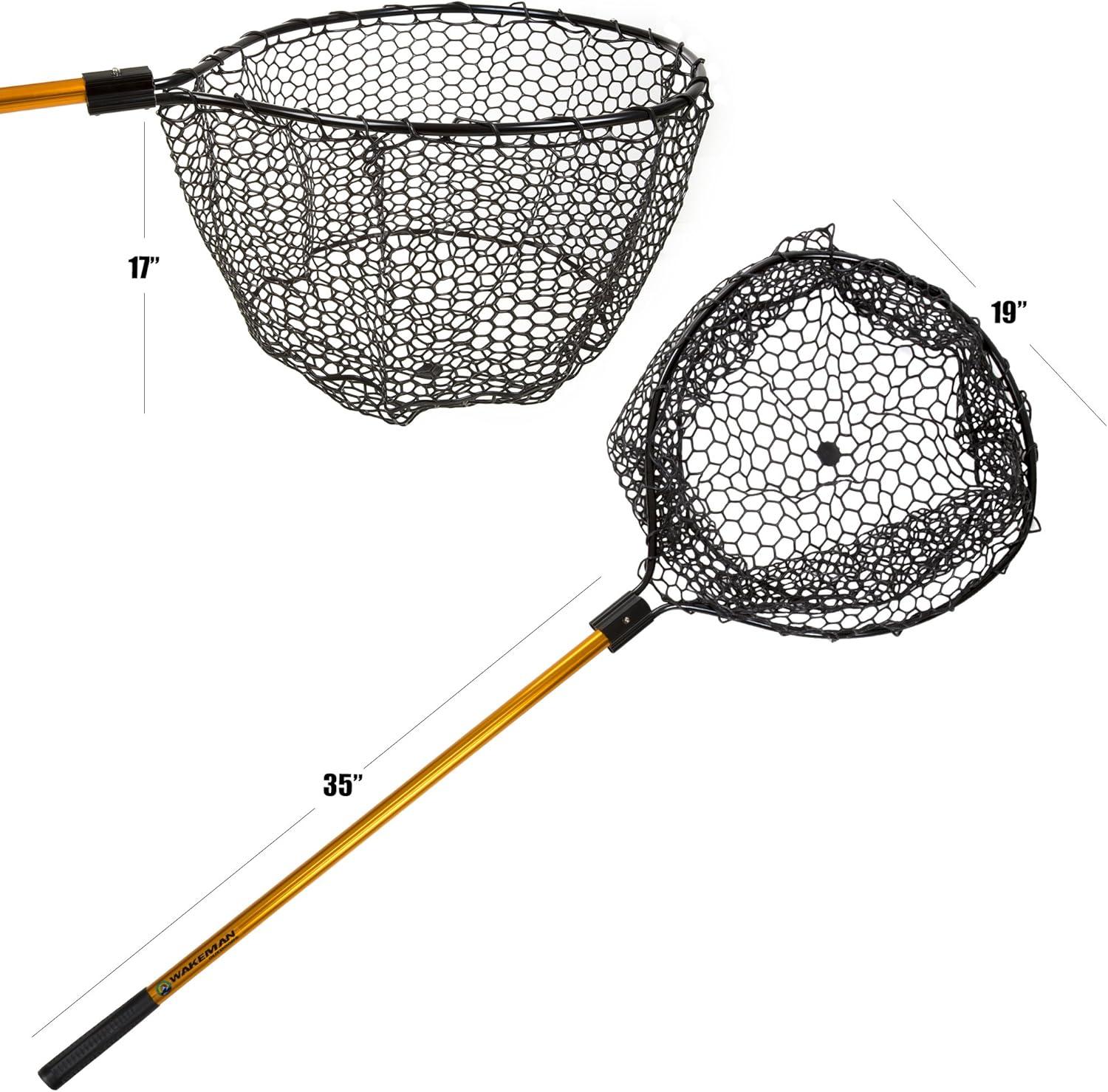 image:imageCollapsible Fishing Net 56Inch Retractable Landing Net with Telescopic Pole Fishing Equipment for CatchandRelease by Wakeman Gold