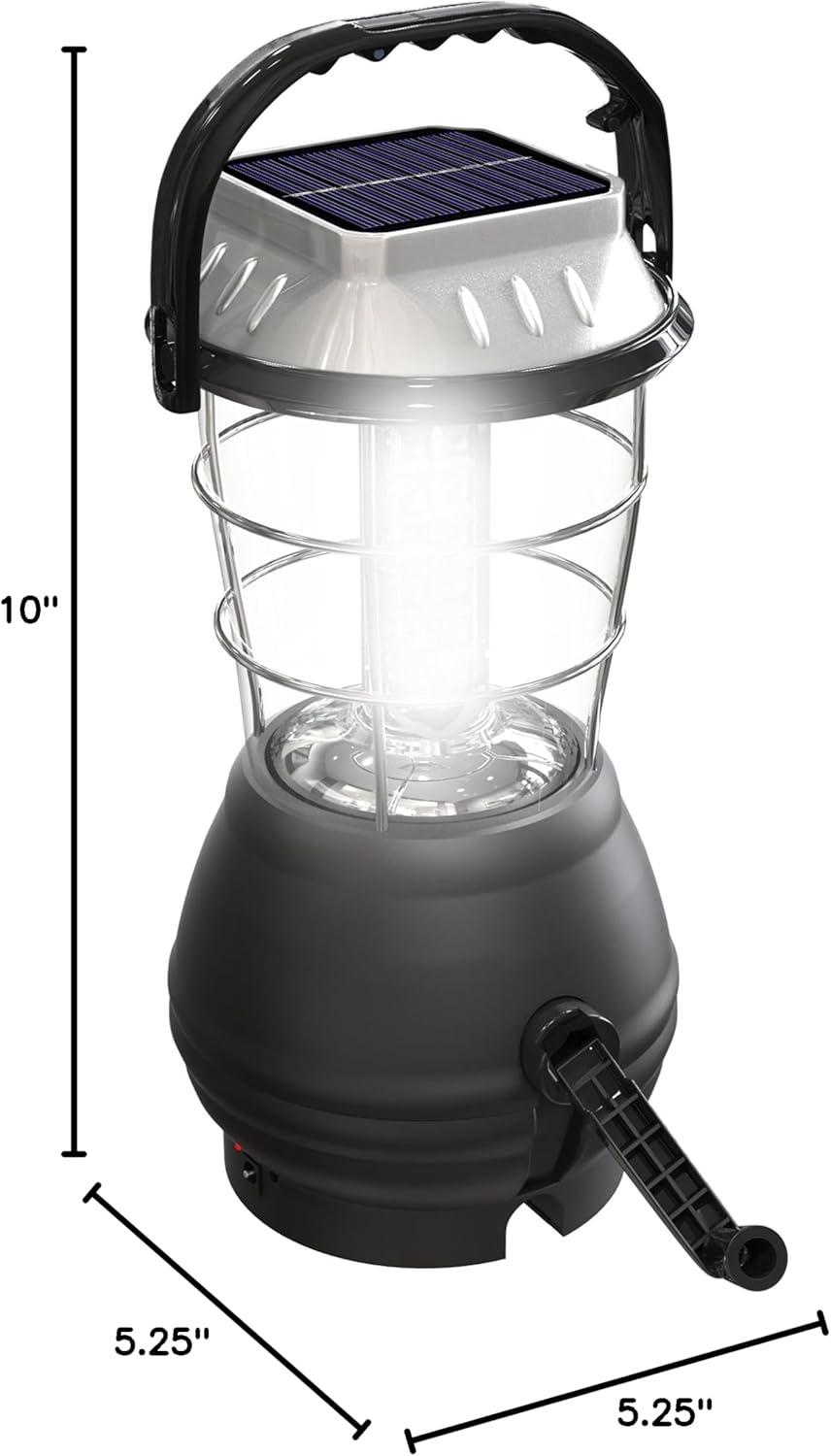 image:imageDynamo Hand Crank Solar Powered Lantern BatteryOperated or Rechargeable LED Light with Adjustable Settings for Camping by Whetstone Black1 Pack