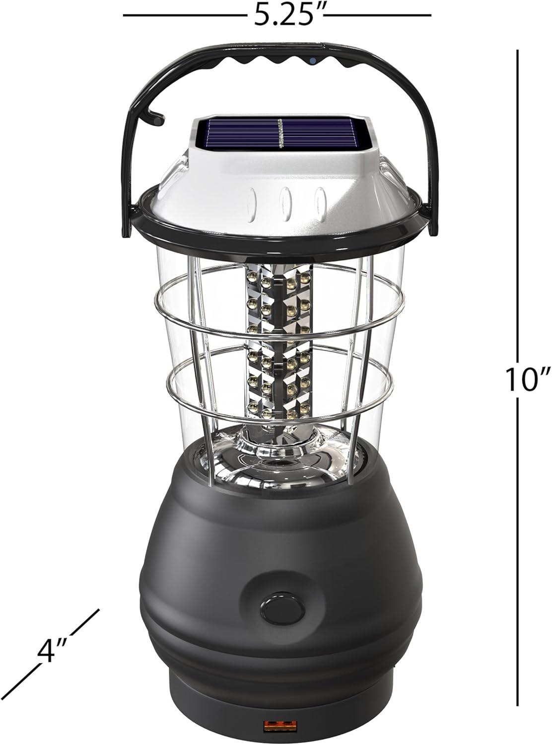 image:imageDynamo Hand Crank Solar Powered Lantern BatteryOperated or Rechargeable LED Light with Adjustable Settings for Camping by Whetstone Black1 Pack