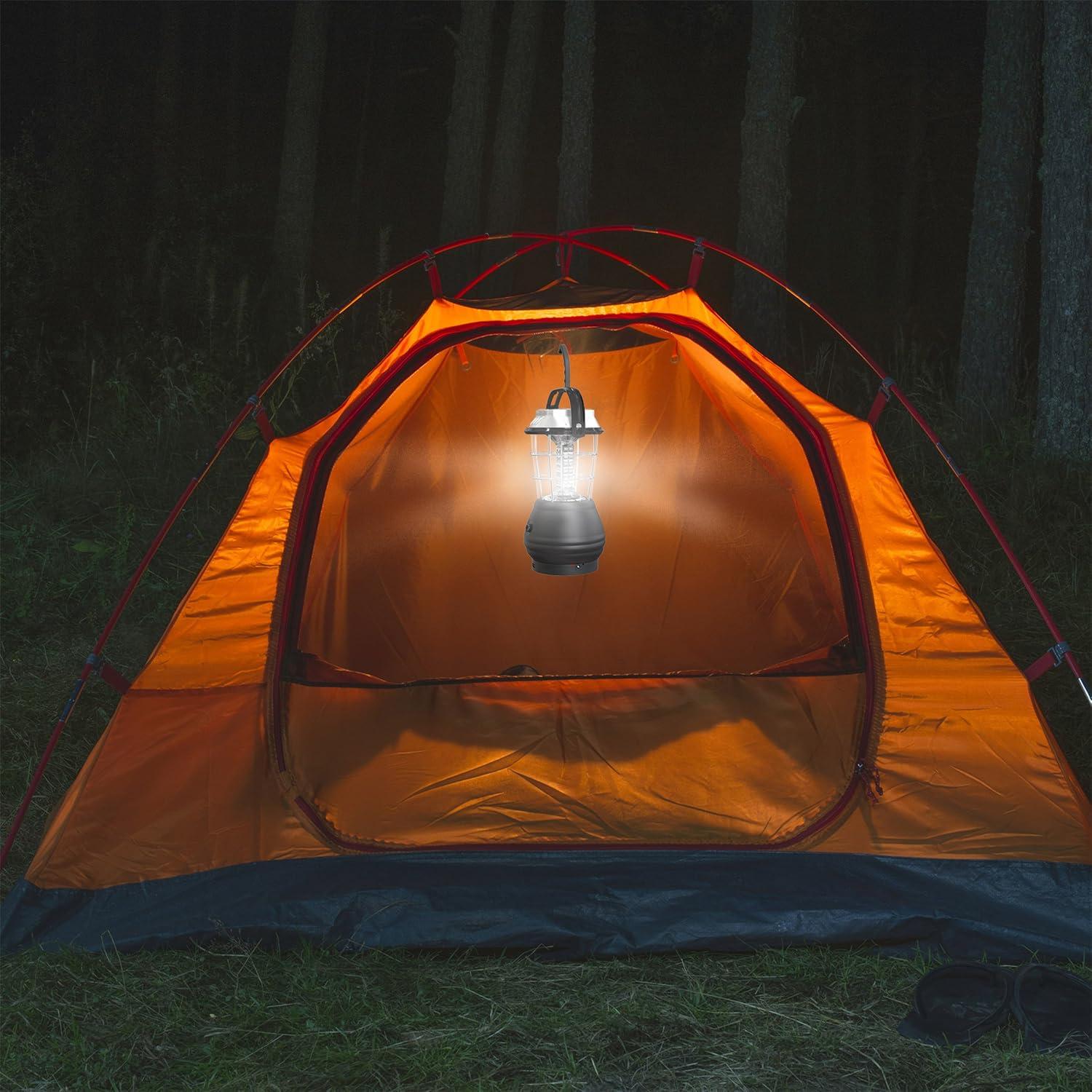 image:imageDynamo Hand Crank Solar Powered Lantern BatteryOperated or Rechargeable LED Light with Adjustable Settings for Camping by Whetstone Black1 Pack