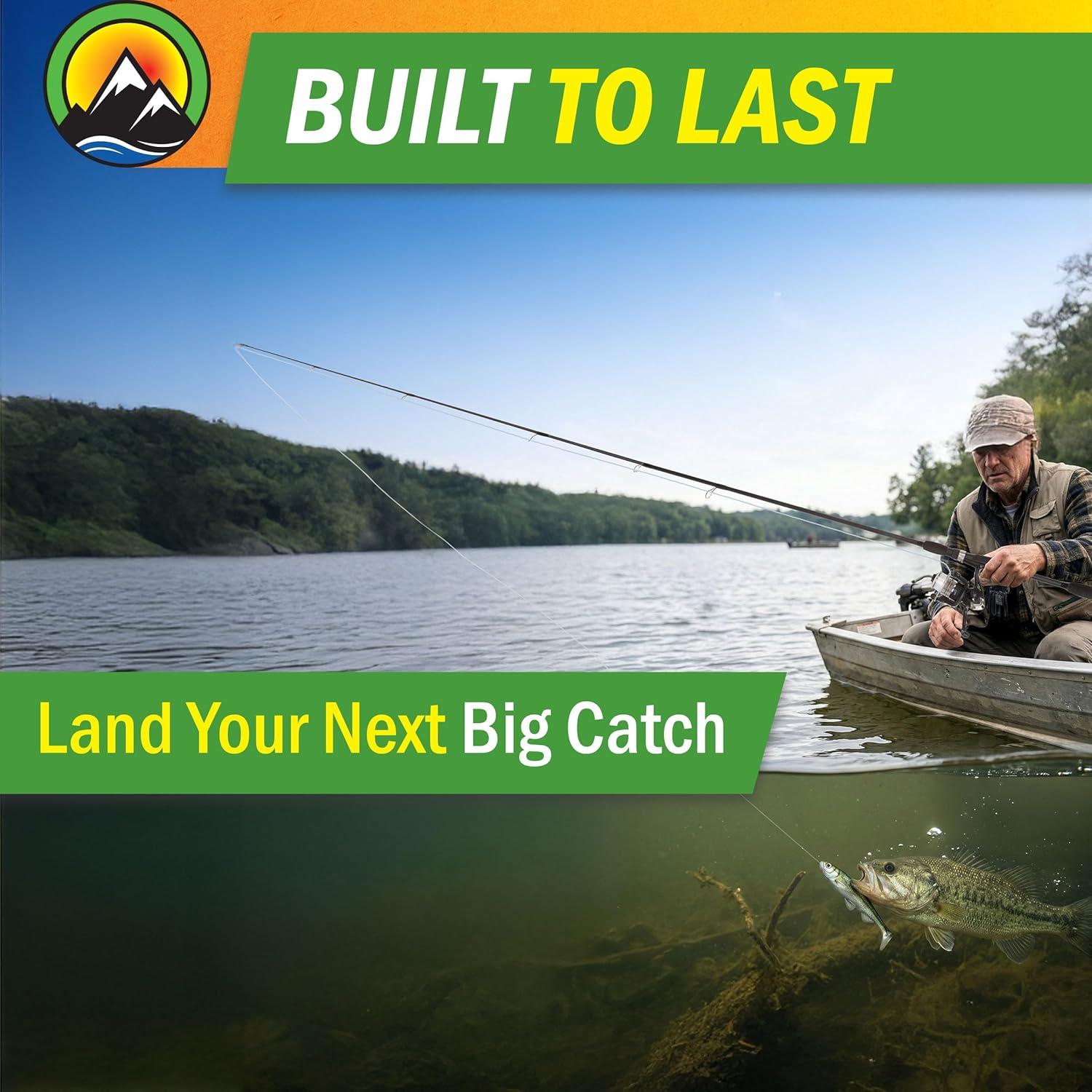 image:imageFiberglass Fishing Pole Strike Series 78Inch Collapsible Rod and Spinning Reel Combo EVA Handle PreSpooled Reel Fishing Gear for Catching Walleye Bass Trout and More by WakemanBlackout