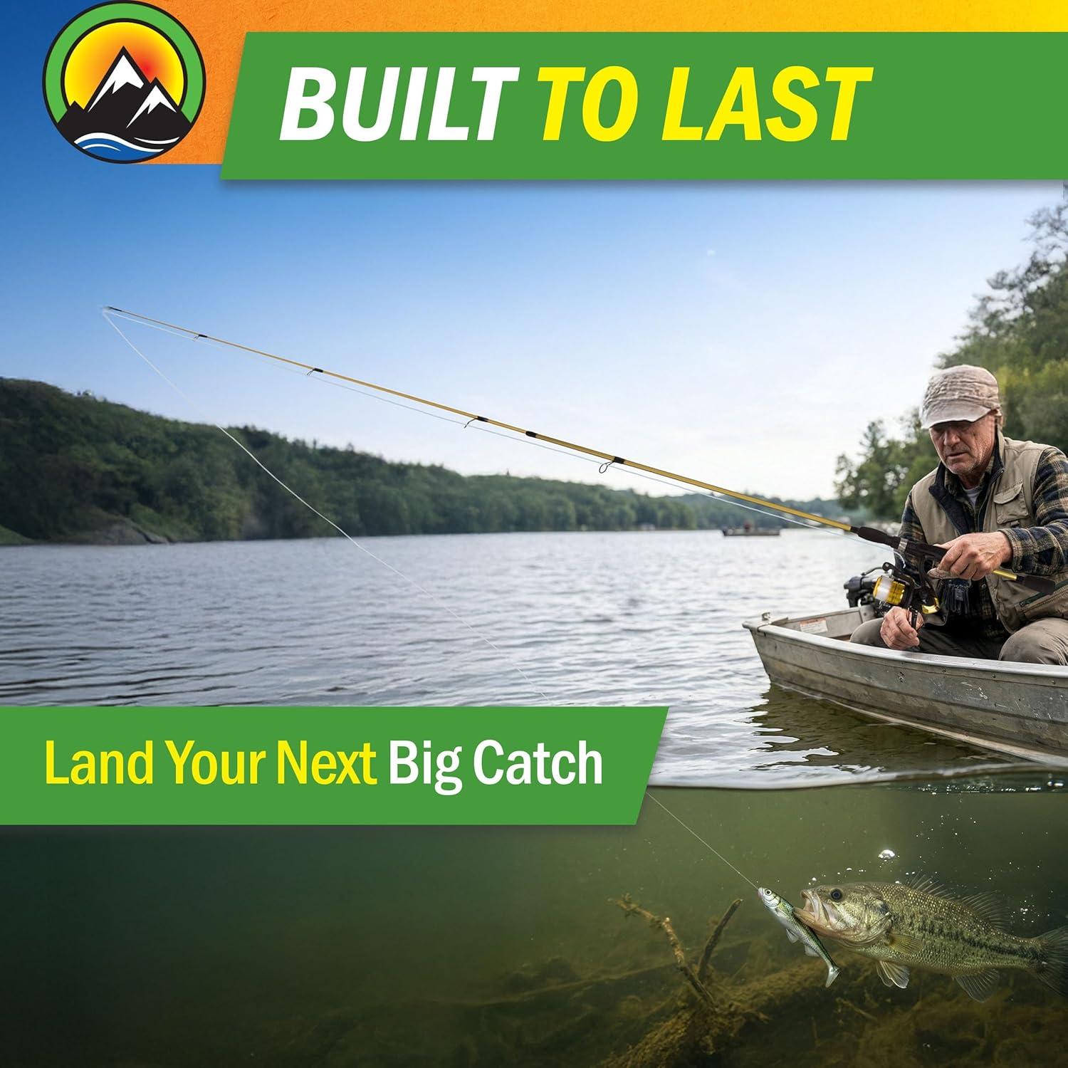 image:imageFiberglass Fishing Pole Strike Series 78Inch Collapsible Rod and Spinning Reel Combo EVA Handle PreSpooled Reel Fishing Gear for Catching Walleye Bass Trout and More by WakemanTrophy Gold