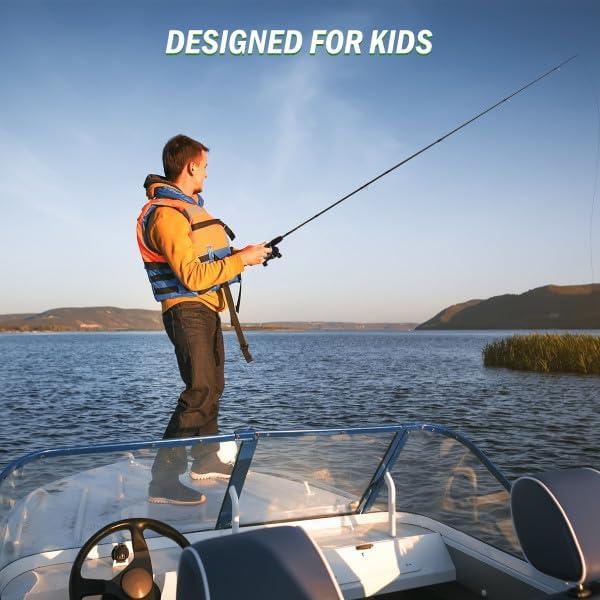 image:imageFishing Pole 5Foot 4Inch Fishing Rod and Reel Combo Spincast Reel with StainlessSteel and Fiberglass Rod Angling Gear by Wakeman