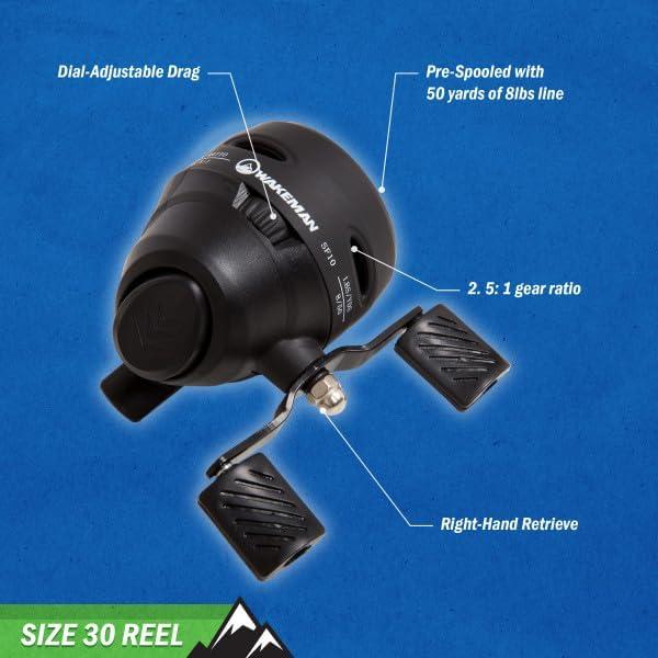 image:imageFishing Pole 5Foot 4Inch Fishing Rod and Reel Combo Spincast Reel with StainlessSteel and Fiberglass Rod Angling Gear by Wakeman