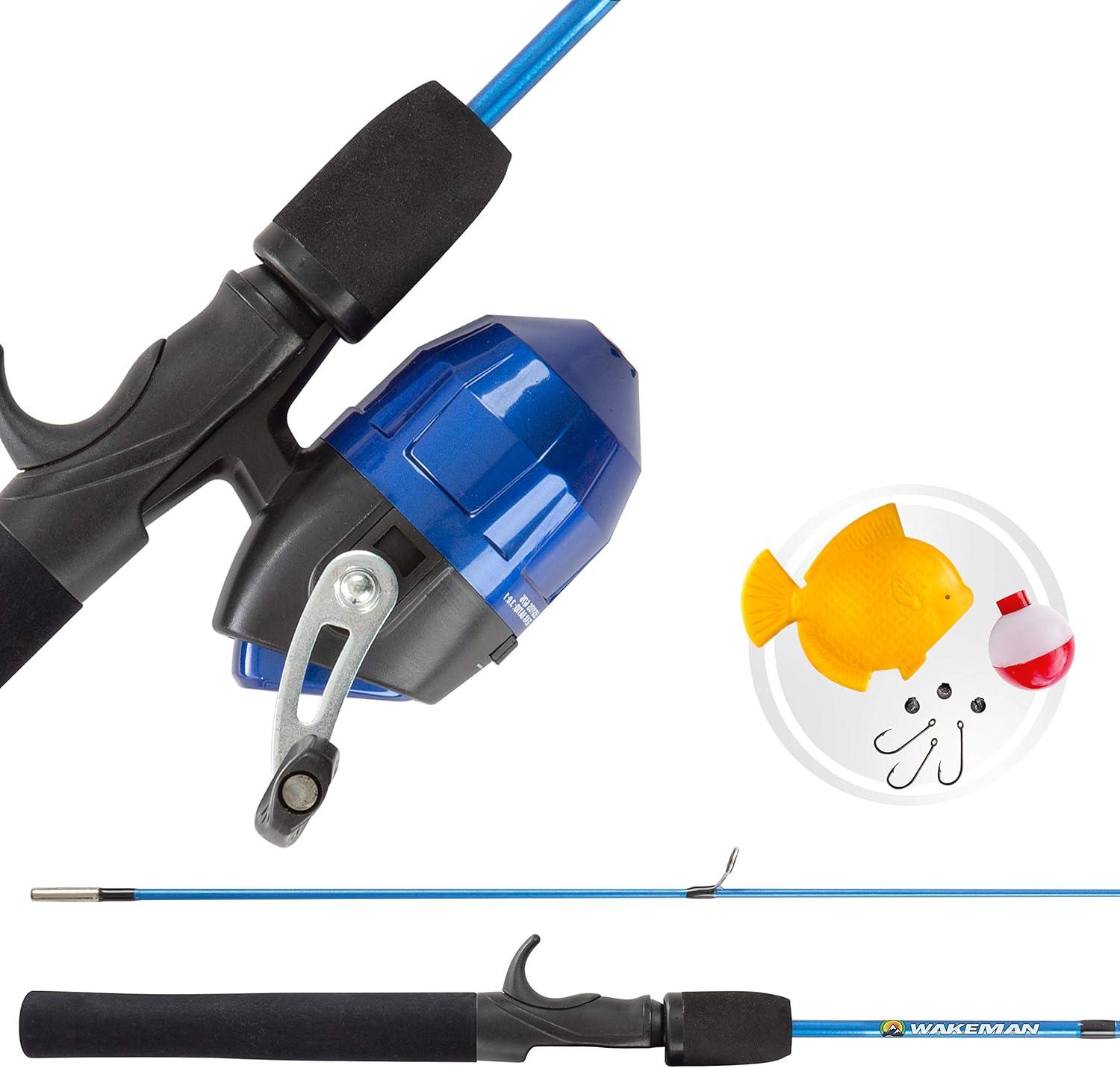 image:imageFishing Rod and Reel 4 2 Fiberglass Pole Spincast Reel and 8Piece Tackle Kit for Beginners Shallow Series by Wakeman Outdoors Blue