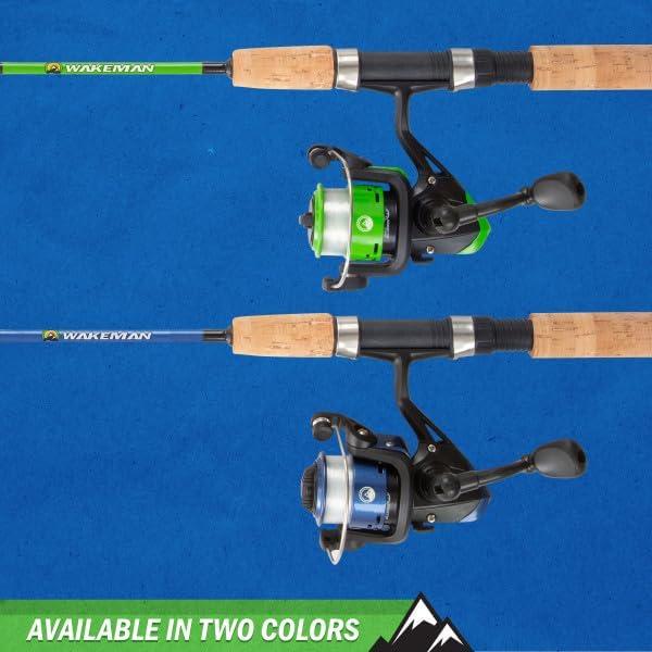 image:imageFishing Rod and Reel Combo Kettle Series Fiberglass Pole with Spinning Reel Cork Handle and Beginners Tackle Kit by WakemanGreen