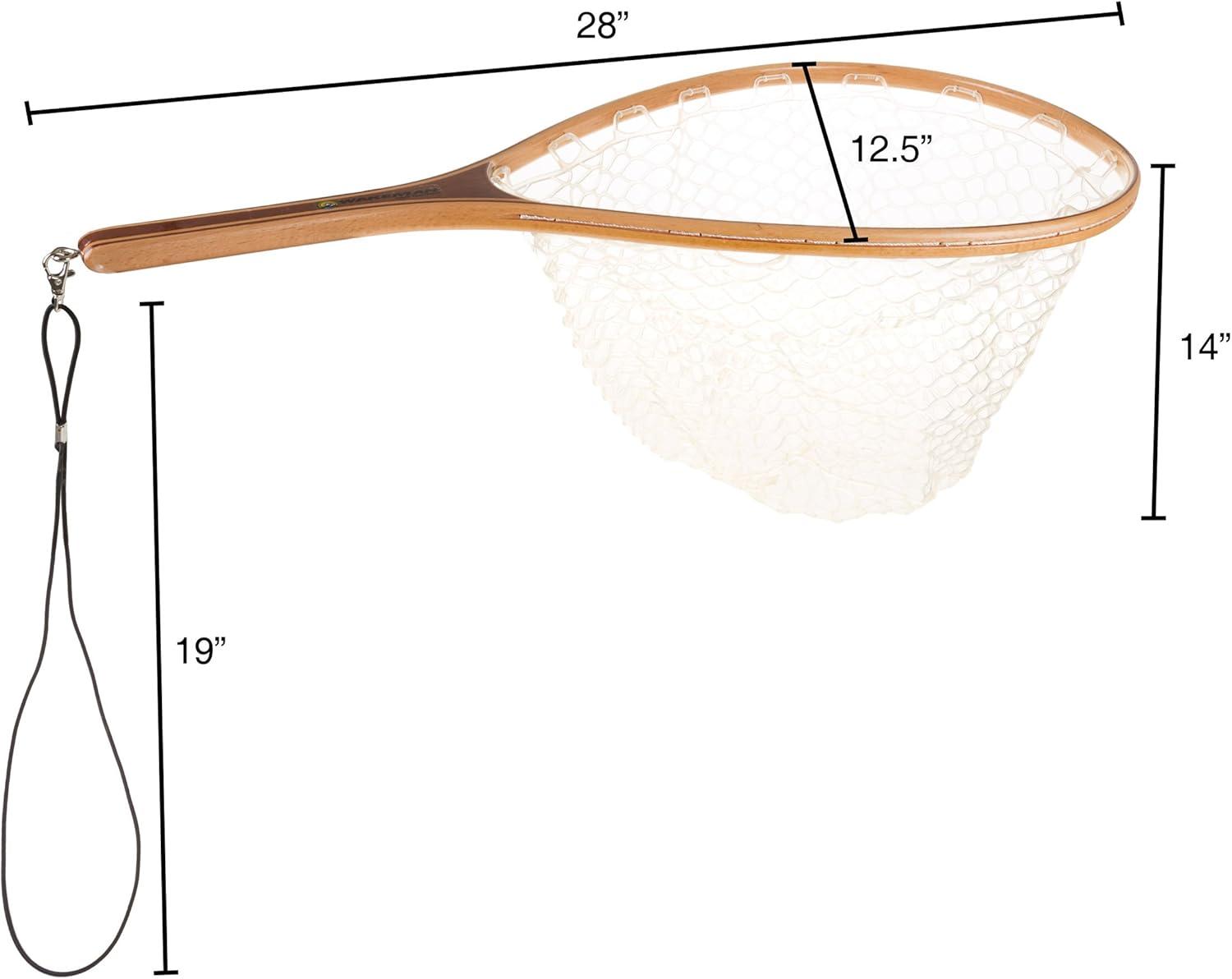 image:imageFly Fishing Net with Handle Soft Mesh Catch and Release Rubber Fly Fish Net with Lightweight Wood Frame and Safety Lanyard Landing Bass and Trout Fishing Gear by Wakeman Outdoors