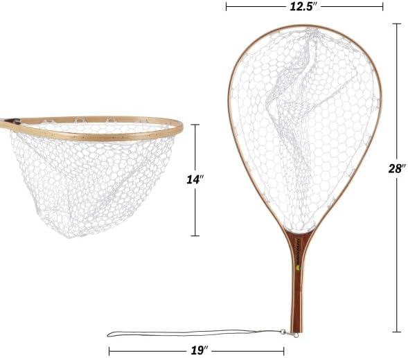 image:imageFly Fishing Net with Handle Soft Mesh Catch and Release Rubber Fly Fish Net with Lightweight Wood Frame and Safety Lanyard Landing Bass and Trout Fishing Gear by Wakeman Outdoors