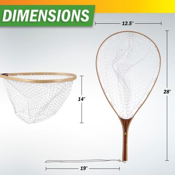 image:imageFly Fishing Net with Handle Soft Mesh Catch and Release Rubber Fly Fish Net with Lightweight Wood Frame and Safety Lanyard Landing Bass and Trout Fishing Gear by Wakeman Outdoors