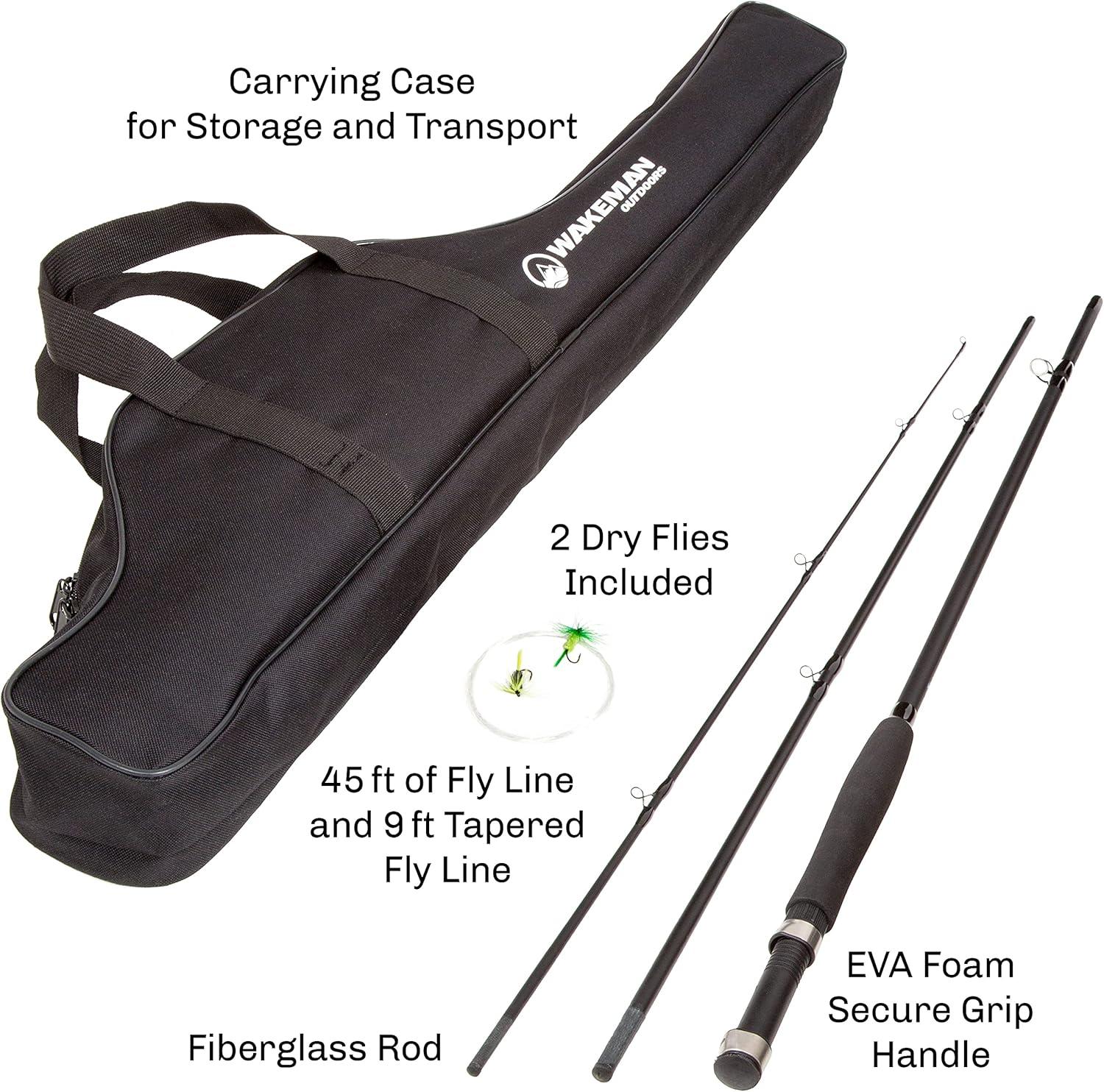 image:imageFly Fishing Rod and Reel Combo Including Carrying Case Flies and Fishing Line Charter Series Gear and Accessories by Wakeman Black