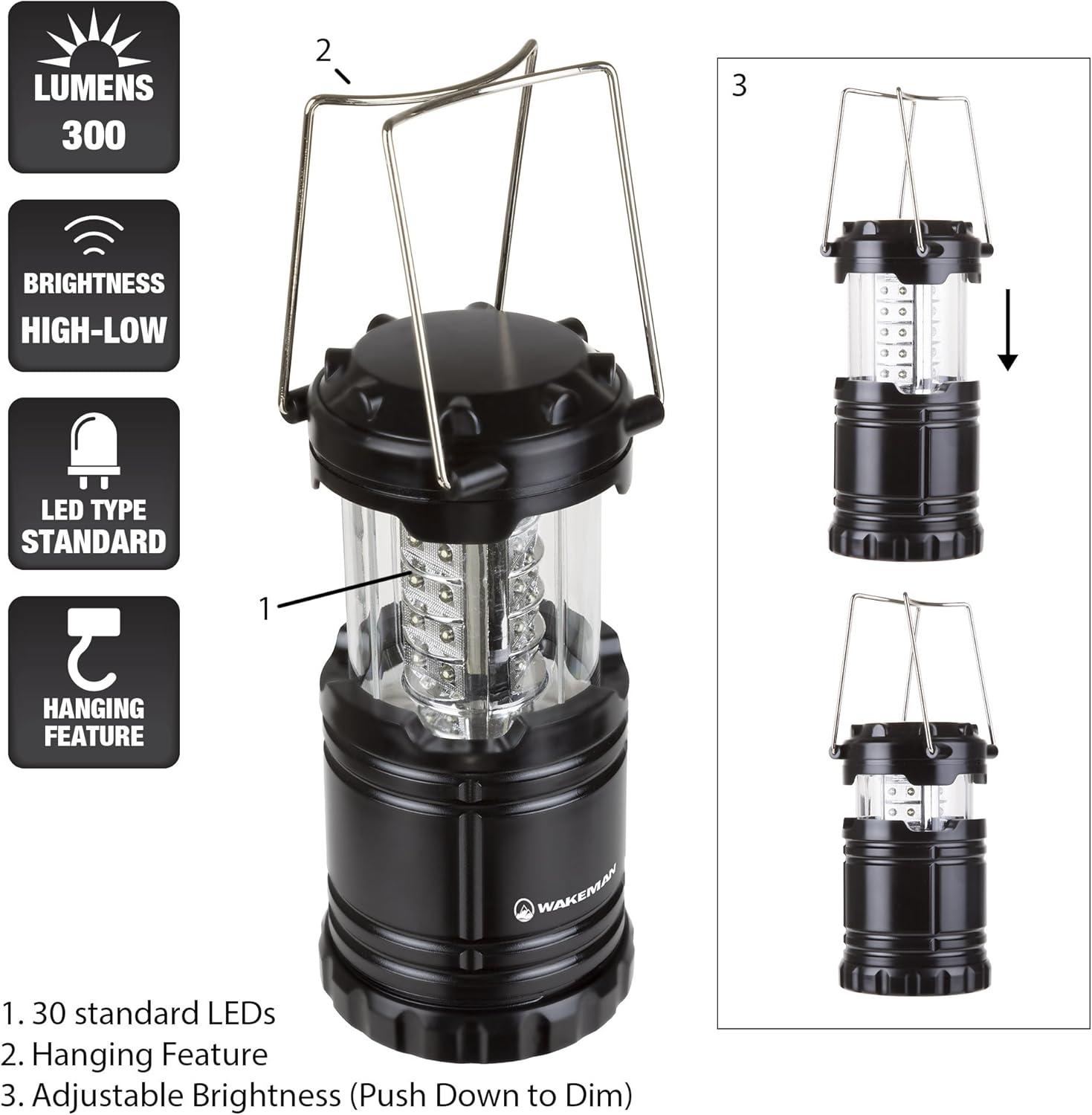 image:imageLED Lantern Collapsible and Portable LED Outdoor Camping Lantern Flashlight for Hiking Camping and Emergency By Wakeman Outdoors