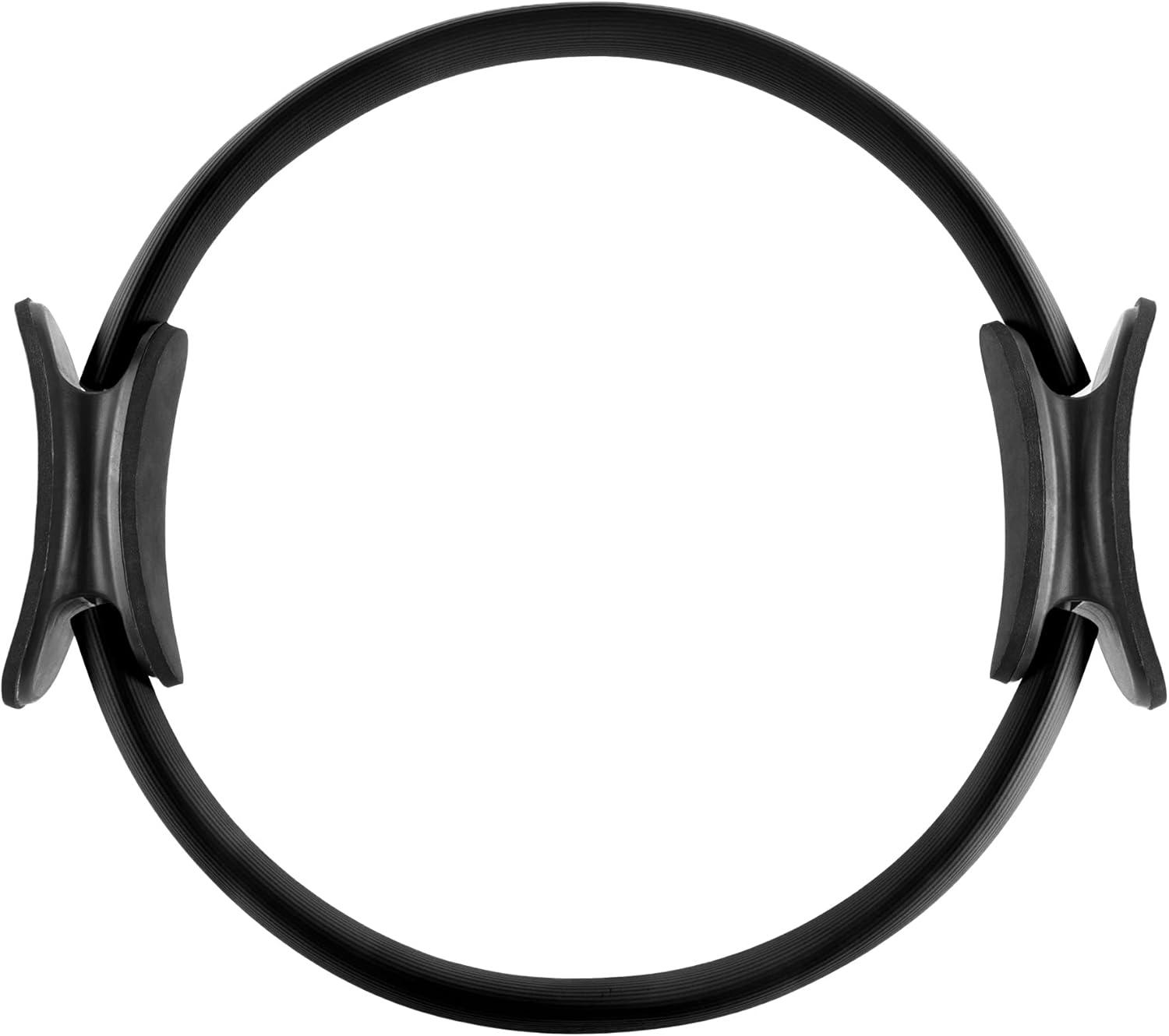 image:imagePilates Toning Ring Dual Grip Foam Resistance Circle Full Body Workout for Barre Sculpting and Strength Exercise by Wakeman Fitness Black