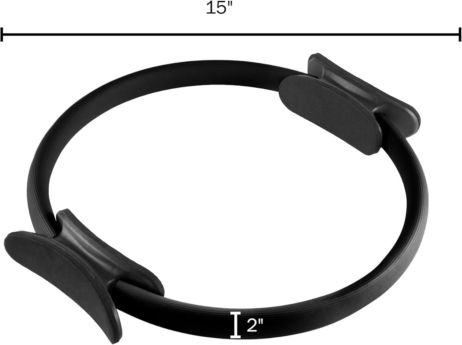 image:imagePilates Toning Ring Dual Grip Foam Resistance Circle Full Body Workout for Barre Sculpting and Strength Exercise by Wakeman Fitness Black
