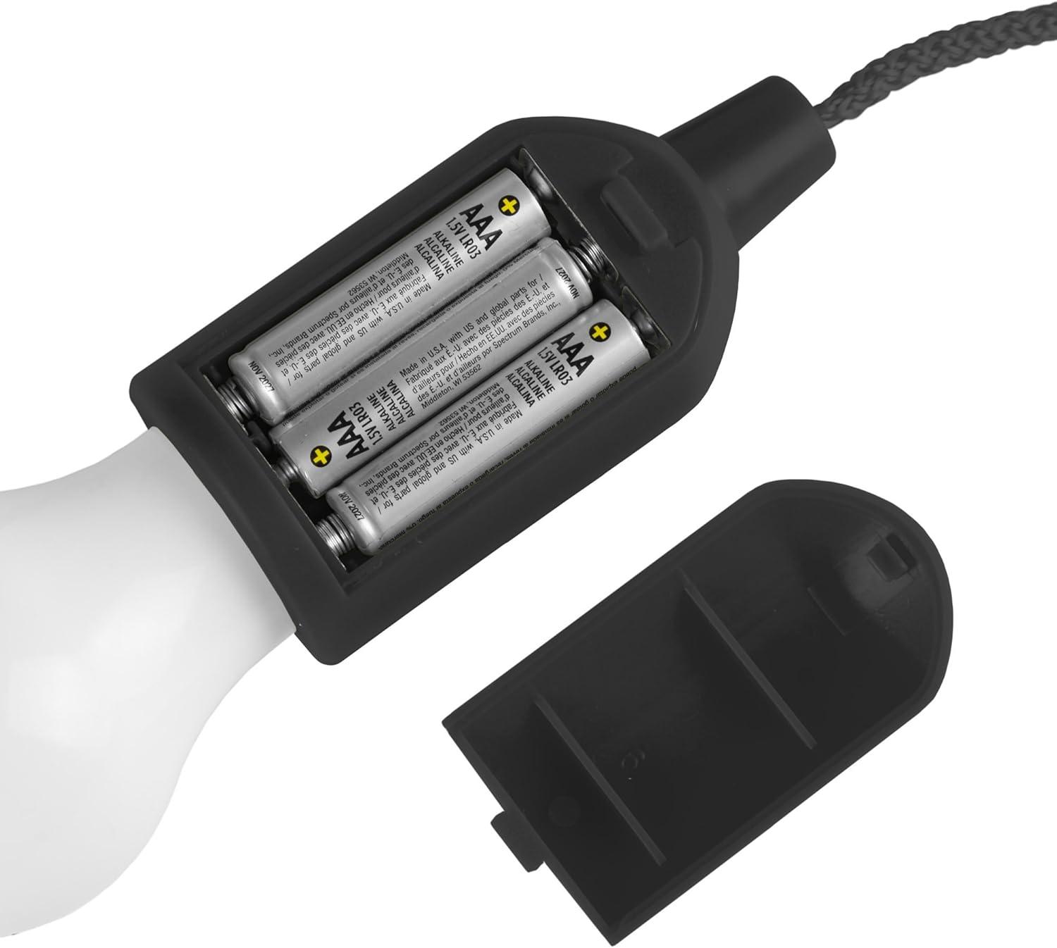 image:imagePull Cord Light Portable LED OutdoorIndoor Hanging Bulb Lantern for Camping Home Garage Patio and Tent Lighting by Wakeman Outdoors Black 75WL2028Black