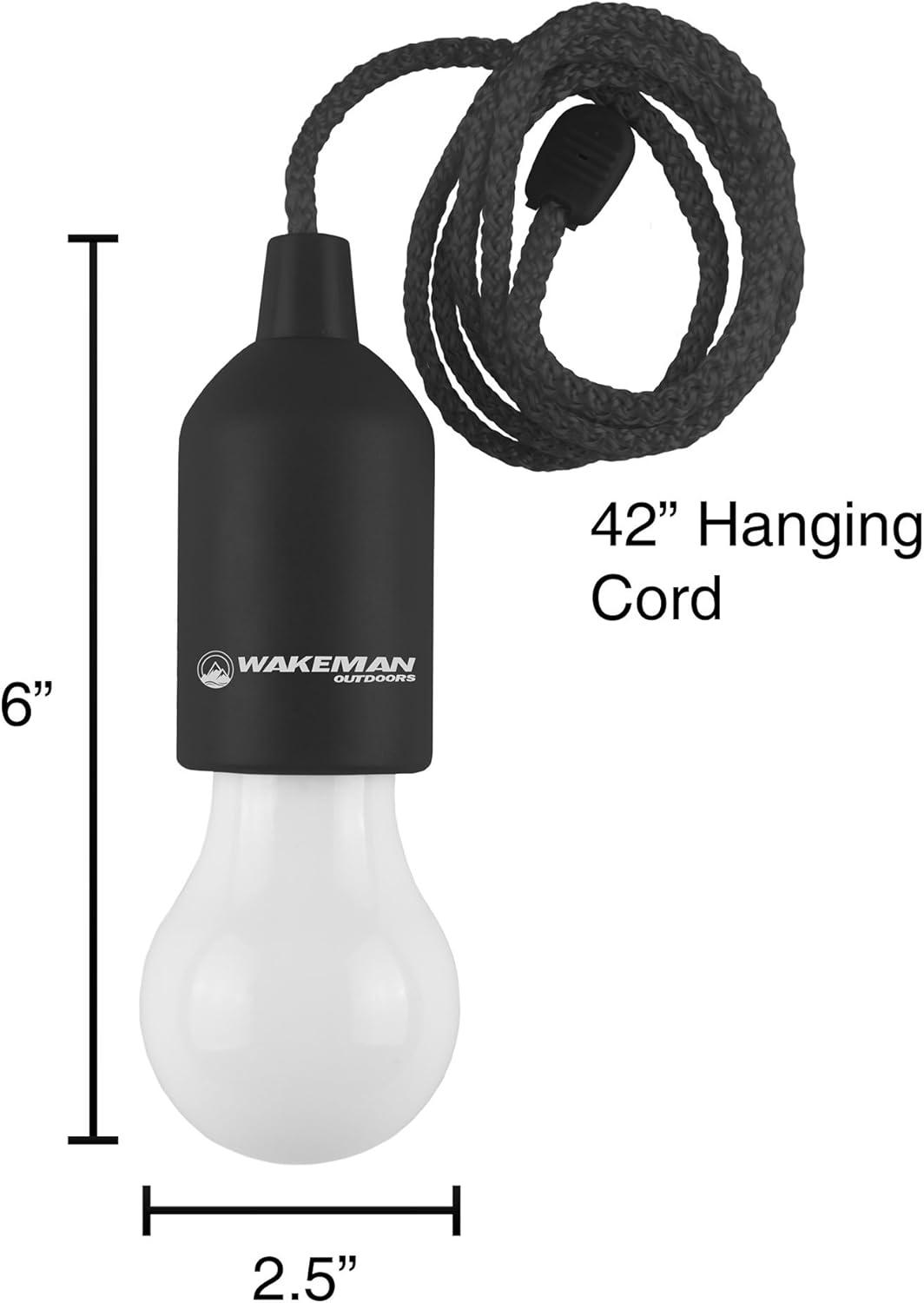 image:imagePull Cord Light Portable LED OutdoorIndoor Hanging Bulb Lantern for Camping Home Garage Patio and Tent Lighting by Wakeman Outdoors Black 75WL2028Black