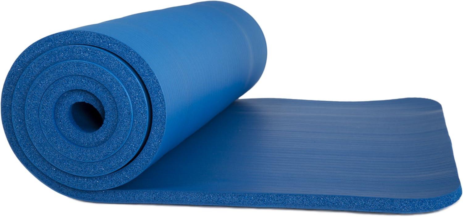 image:imageThick Yoga Mat Double Sided 12Inch Workout Mat 71x24Inch Exercise Pad for Home Gym Fitness or Pilates with Carrying Strap by Wakeman Blue