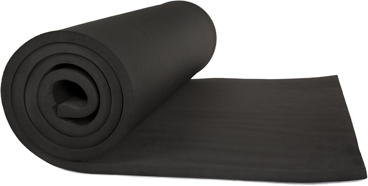 image:imageThick Yoga Mat Double Sided 12Inch Workout Mat 72x24Inch Exercise Pad for Home Gym Fitness or Pilates with Carrying Strap by Wakeman Black