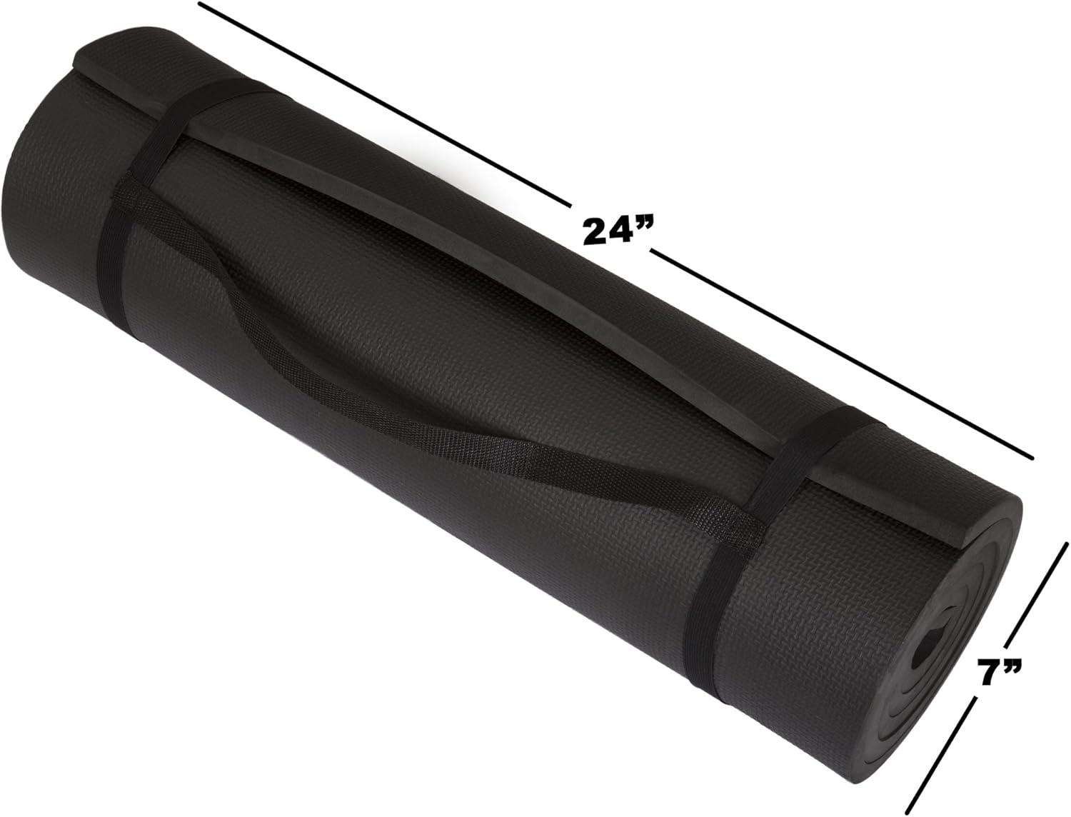 image:imageThick Yoga Mat Double Sided 12Inch Workout Mat 72x24Inch Exercise Pad for Home Gym Fitness or Pilates with Carrying Strap by Wakeman Black