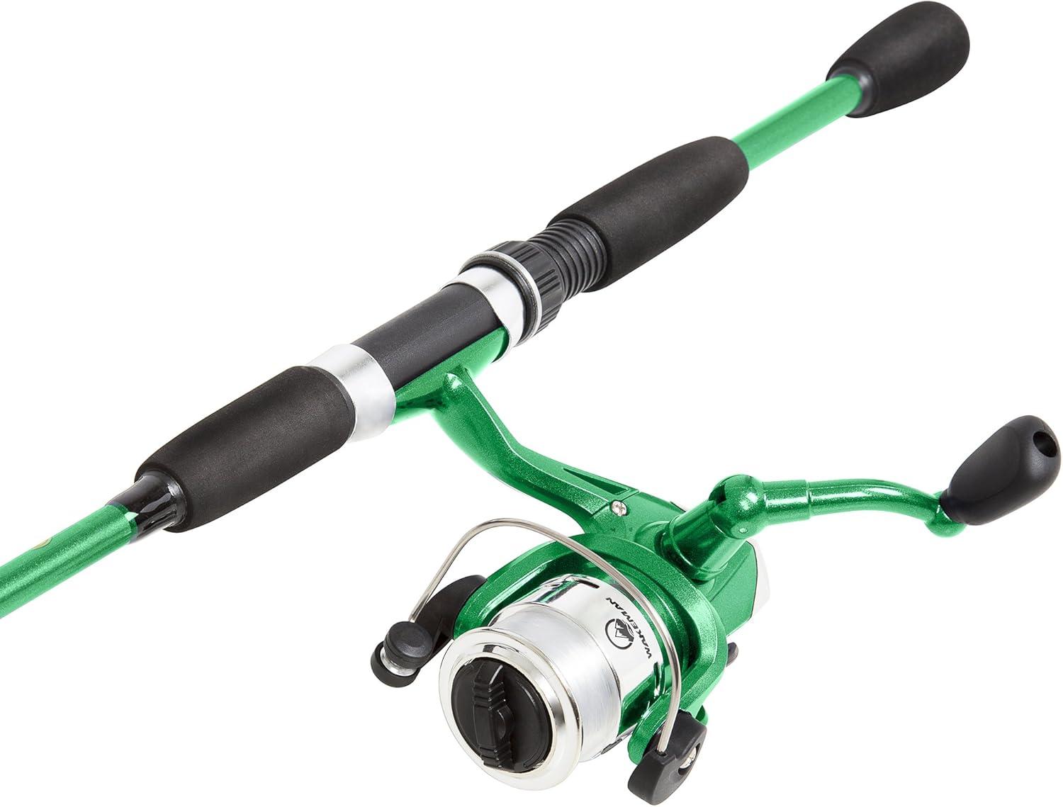 image:imageWakeman Fiberglass Fishing Rod and Reel Combo 2Piece 65Inch Medium Action Spinning Rod Set for Lake FishingEmerald Green Metallic