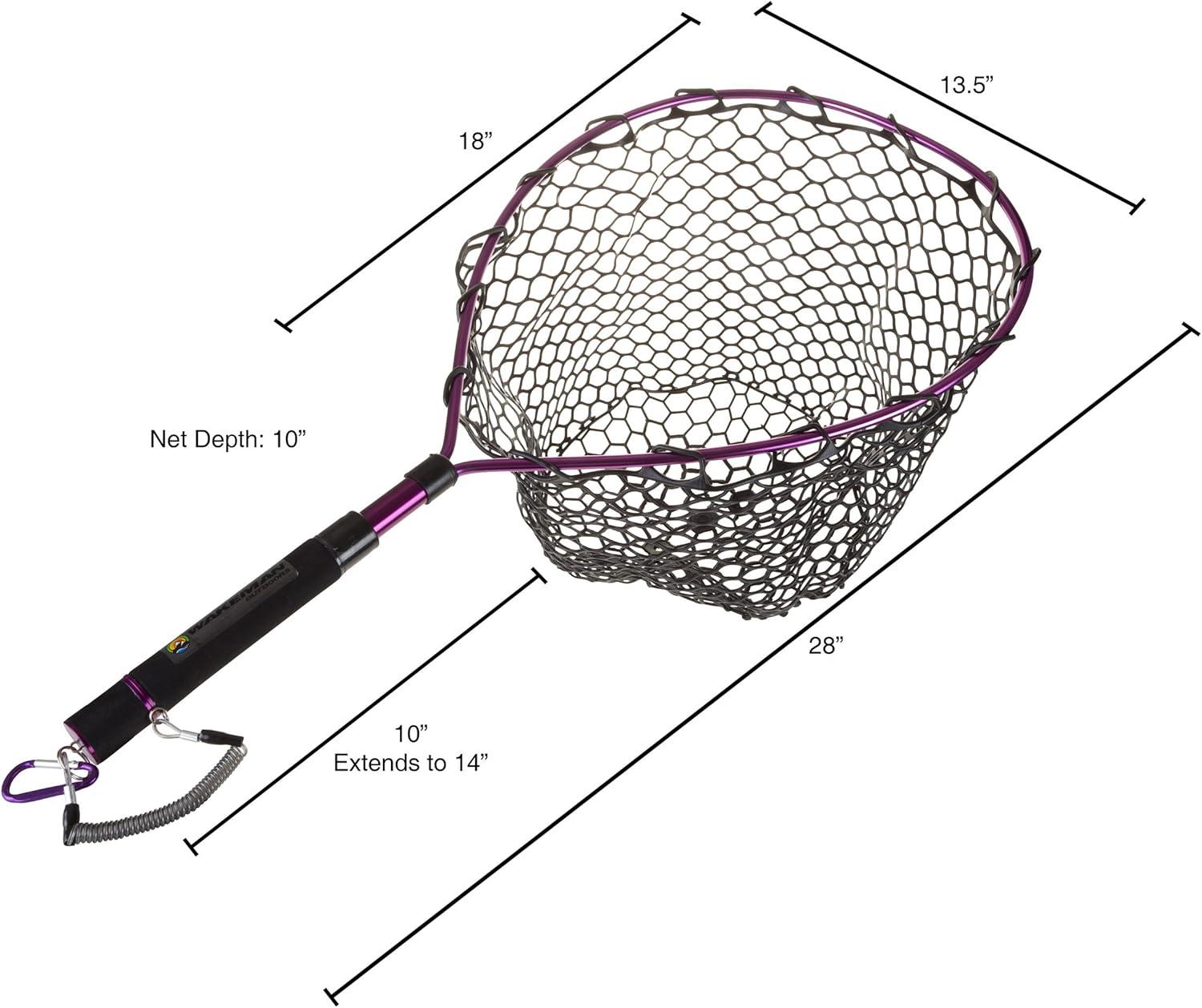 image:imageWakeman Outdoors Fishing Net with Magnetic Clip Adjustable Landing Net with Corrosion Resistant Handle and Rubber Netting for Catch and Release black Normal 80FSH5030