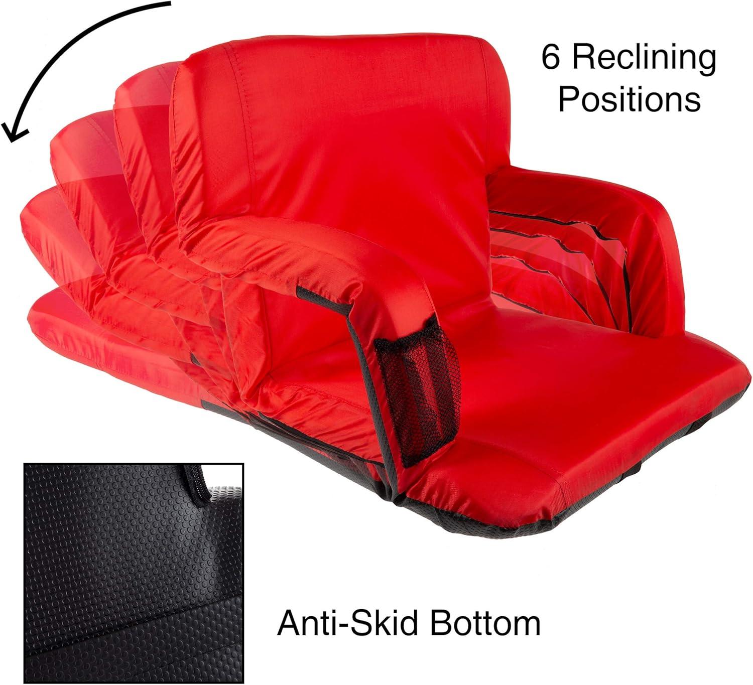 image:imageWakeman Outdoors Wide Stadium Seat Chair Bleacher Cushion Padded Back Support ArmrestsRed