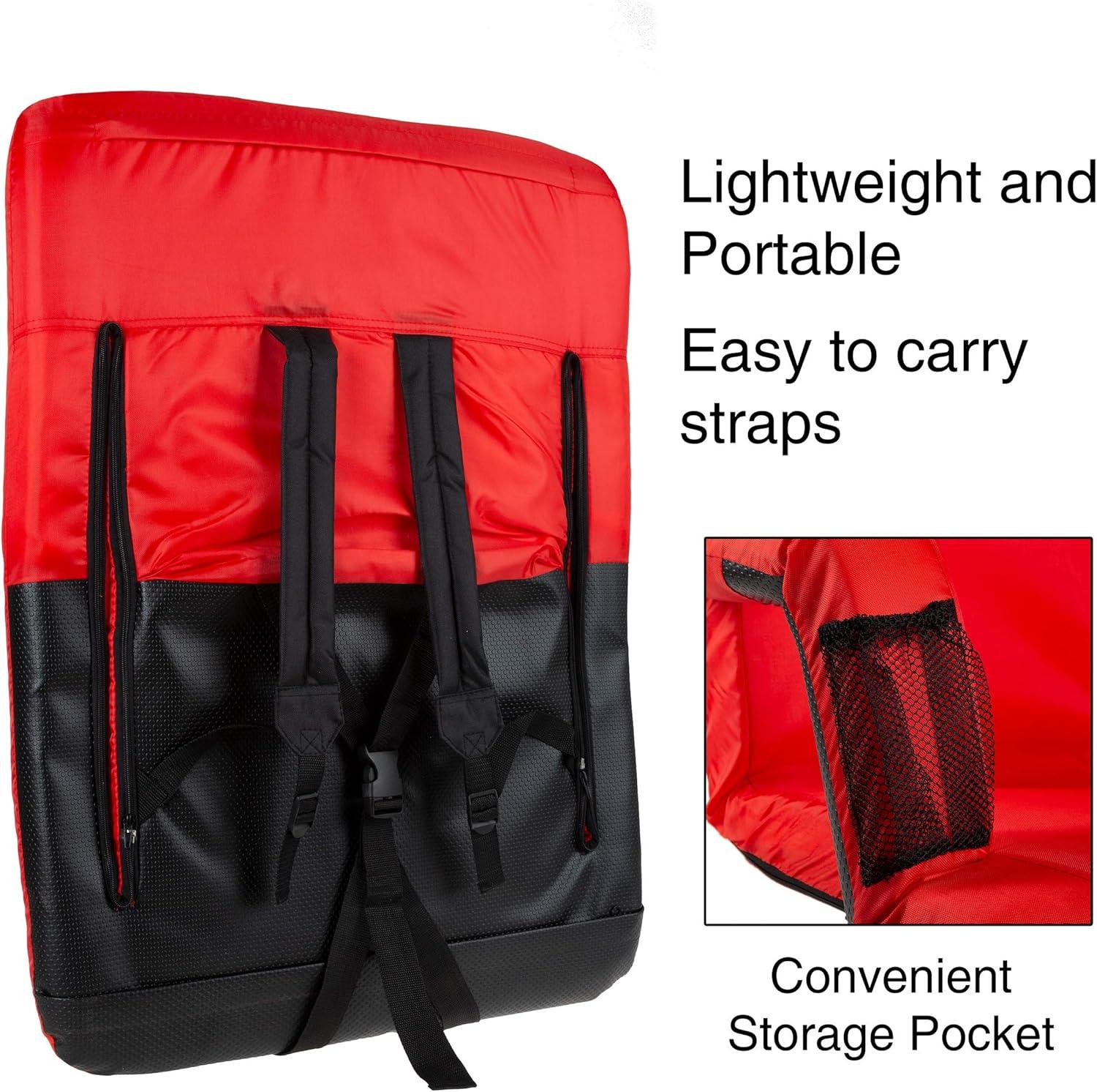 image:imageWakeman Outdoors Wide Stadium Seat Chair Bleacher Cushion Padded Back Support ArmrestsRed