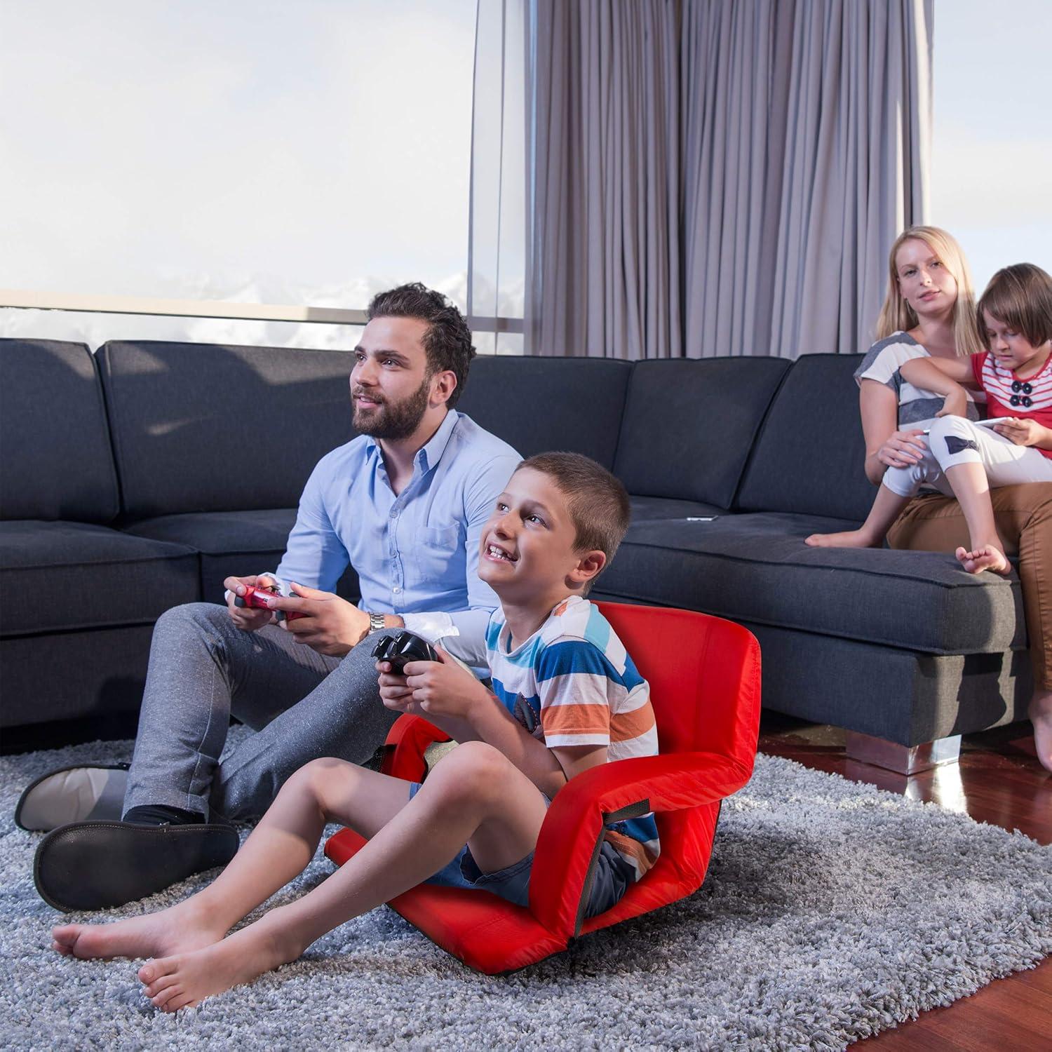 image:imageWakeman Outdoors Wide Stadium Seat Chair Bleacher Cushion Padded Back Support ArmrestsRed