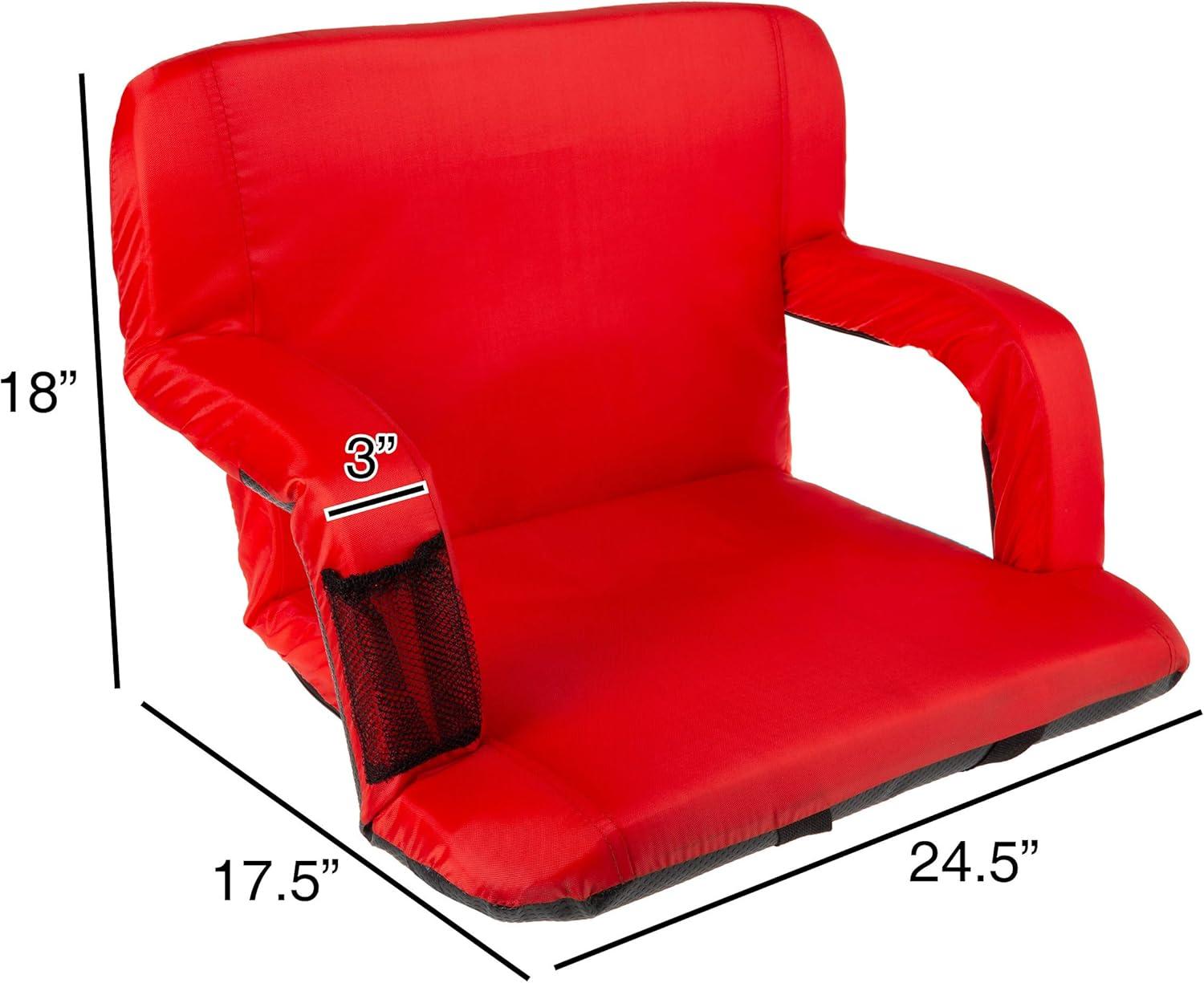 image:imageWakeman Outdoors Wide Stadium Seat Chair Bleacher Cushion Padded Back Support ArmrestsRed