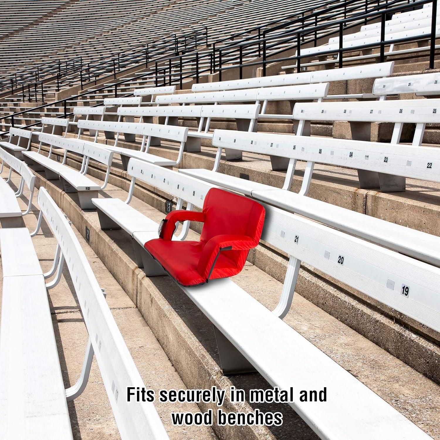 image:imageWakeman Outdoors Wide Stadium Seat Chair Bleacher Cushion Padded Back Support ArmrestsRed
