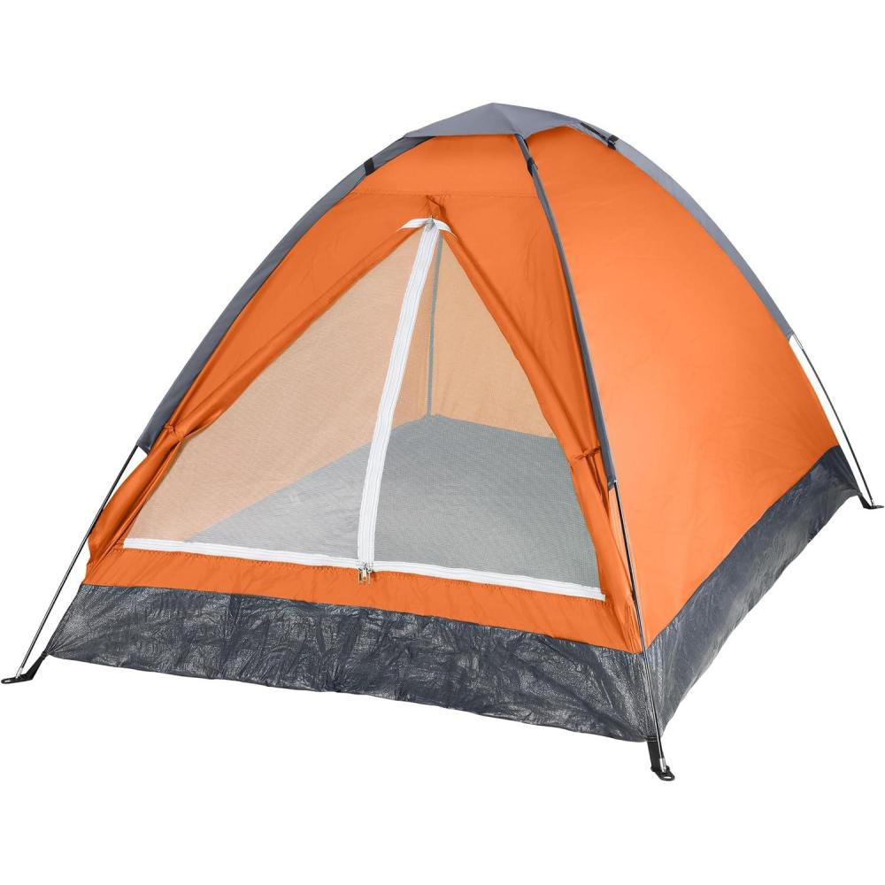 image:image2 Person Outdoors Camping Tent with Rain Fly and Carrying Bag Lightweight Outdoor Pop Up Tents for Camping Essentials Music Festivals Backpacking Hiking or Beach Shelter by Wakeman OutdoorsOrange