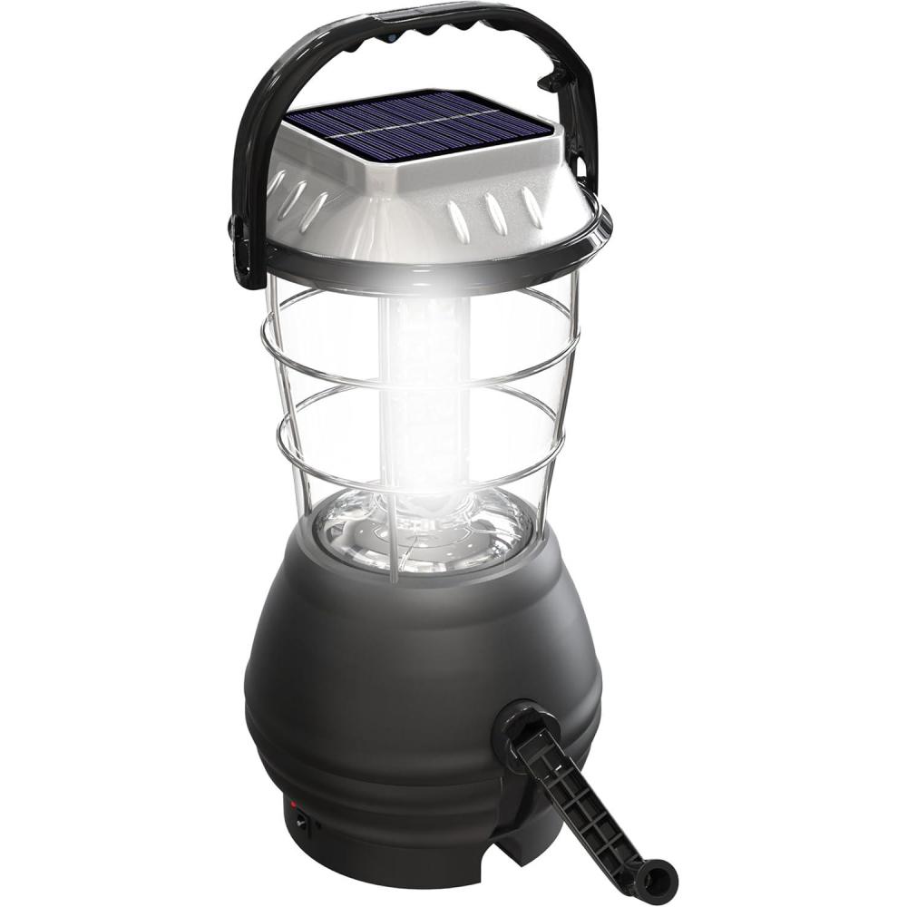 image:imageDynamo Hand Crank Solar Powered Lantern BatteryOperated or Rechargeable LED Light with Adjustable Settings for Camping by Whetstone Black1 Pack